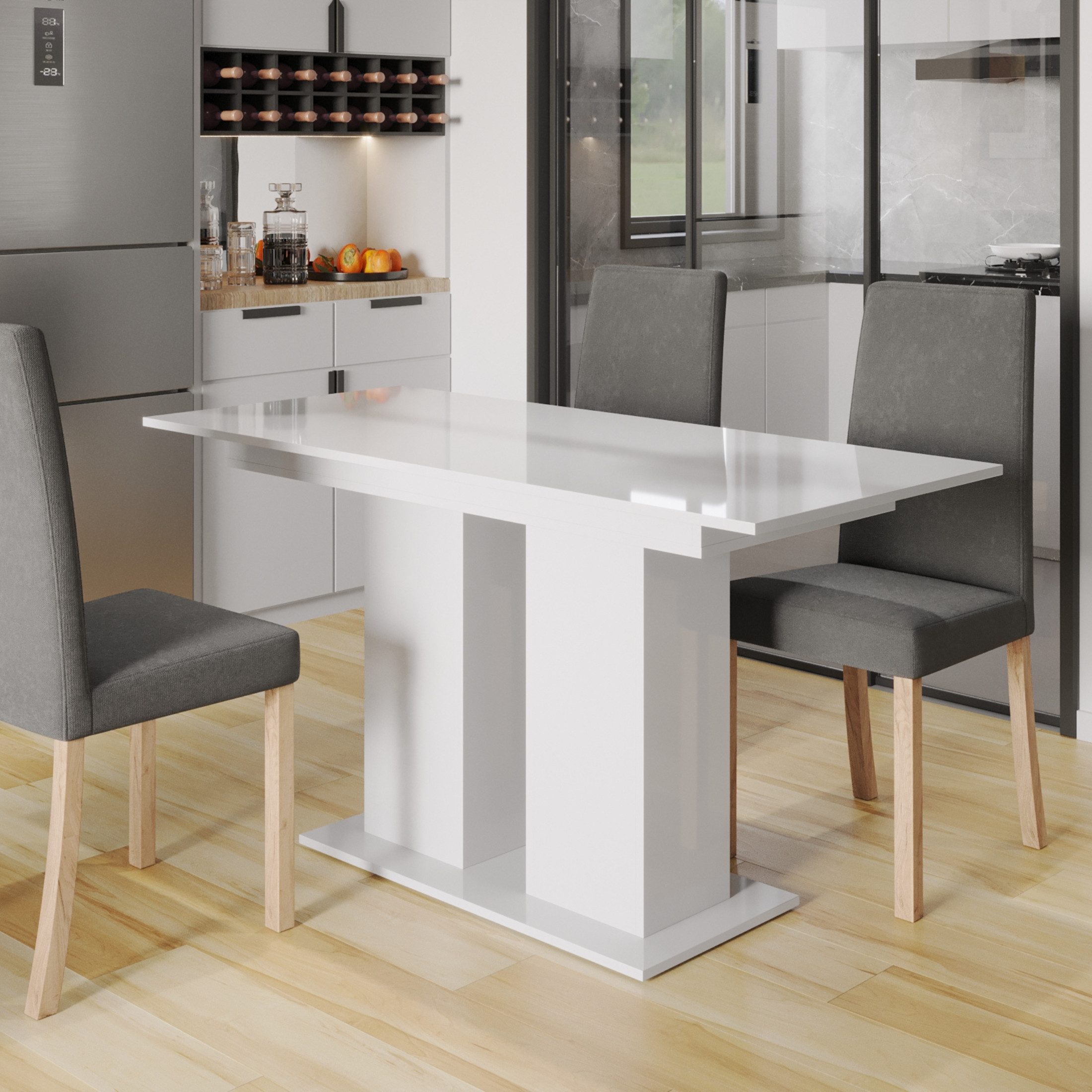 Friderik-EU Esstisch Esstisch Moderno – Moderner Ausziehtisch mit Holzdetails, 130–170 cm