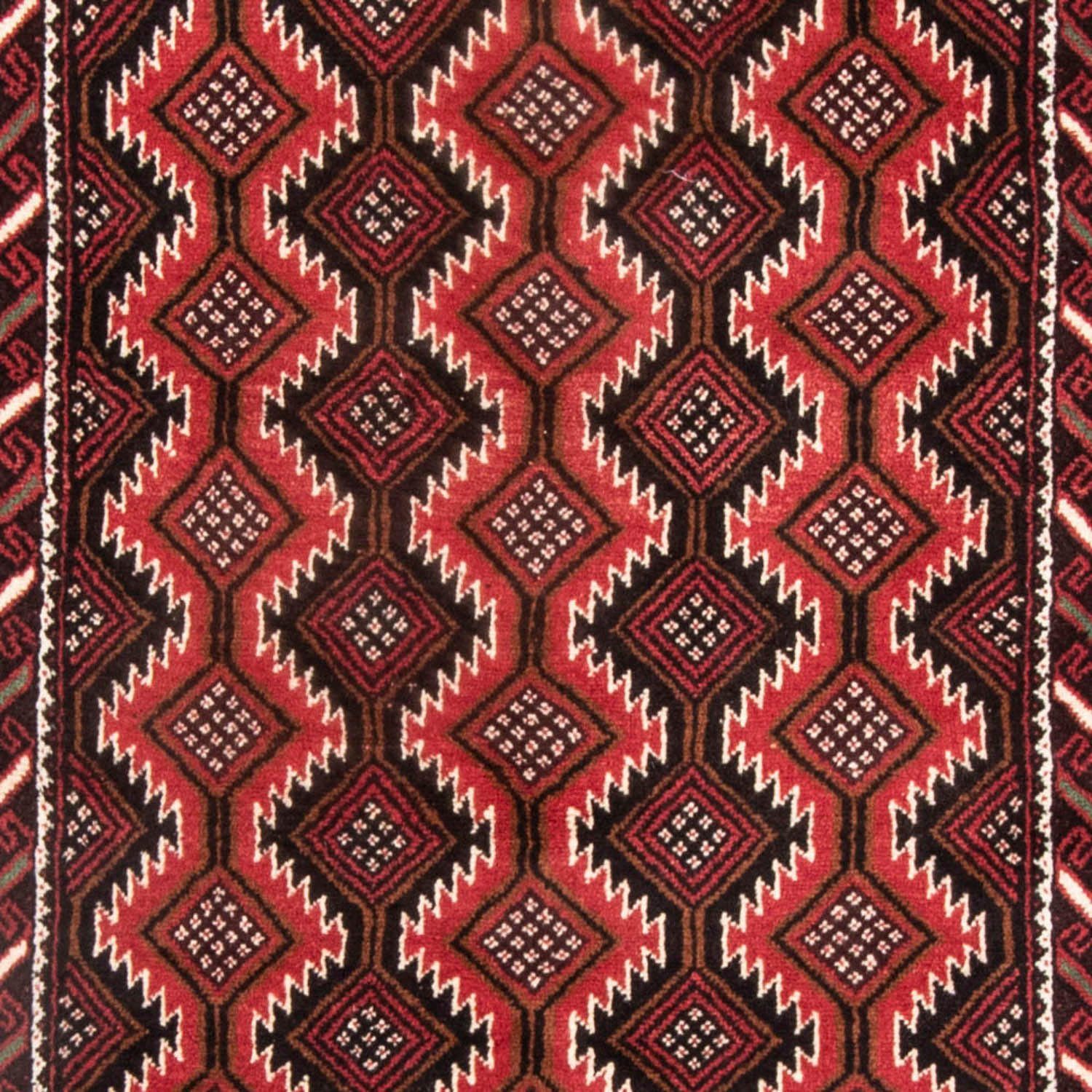 Hochflor-Läufer Belutsch Durchgemustert Rosso cm, Handgeknüpft Höhe: 8 rechteckig, 107 mm, x morgenland, 199