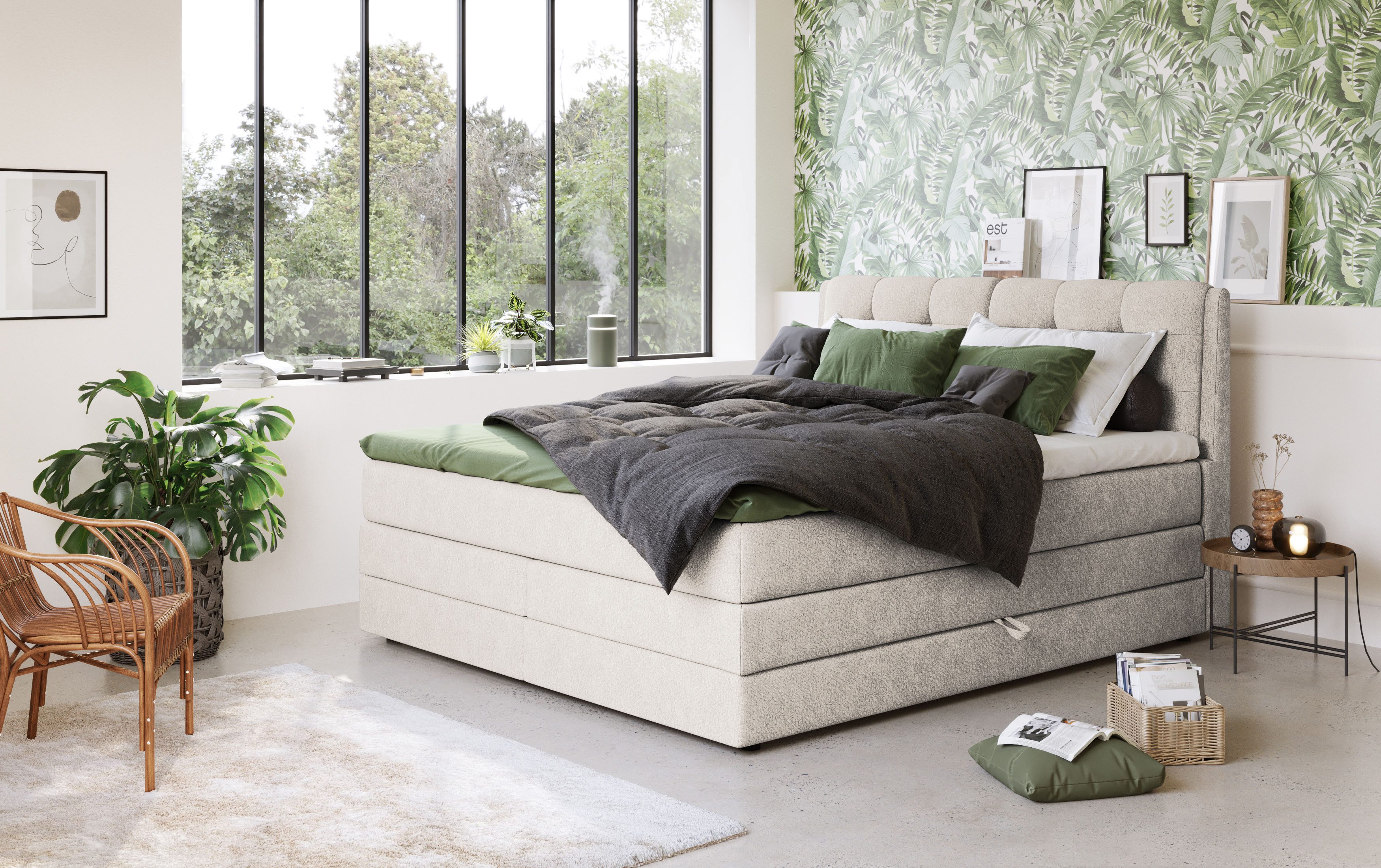 COTTA Boxspringbett Fort II, in verschiedenen Breiten erhältlich - auch als Familienbett!, inkl. Bettkasten und Topper