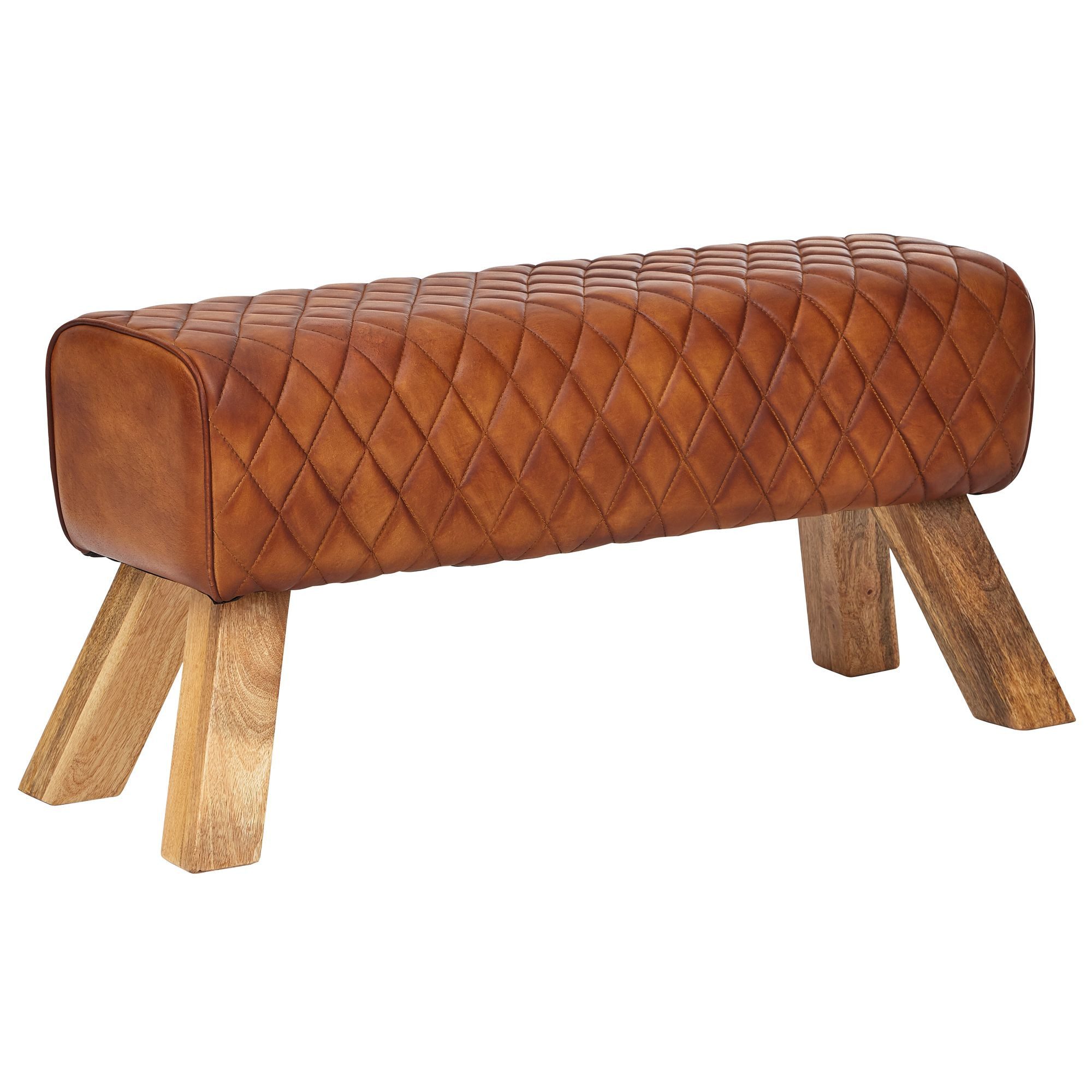 furnicato Sitzbank Echtleder / Massivholz 89x46x35 cm Leder Modern Turnbock, Sp (1-St)