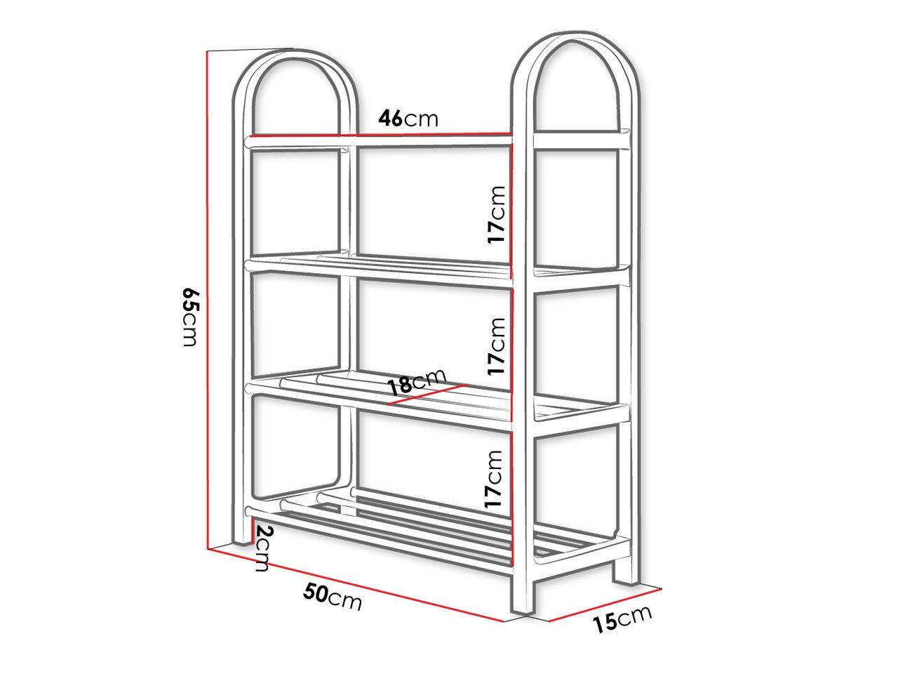 Schuhschrank Cencja Mirjan24 Regale) schnelle (4 Einfache und Metallrohr, Grau Montage