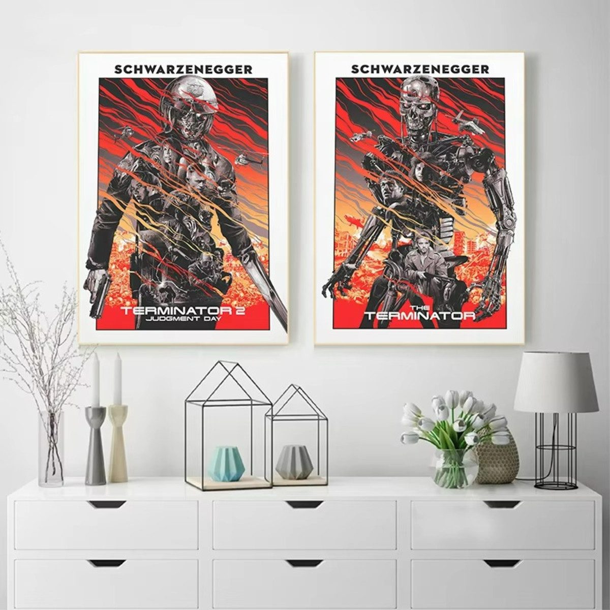 TPFLiving Kunstdruck (OHNE RAHMEN) Poster - Leinwand - Wandbild, Amerikanisches Science-Fiction-Leinwandgemälde zum Film Terminator (Leinwandbild XXL), Farben:  – Bild 2 von 5