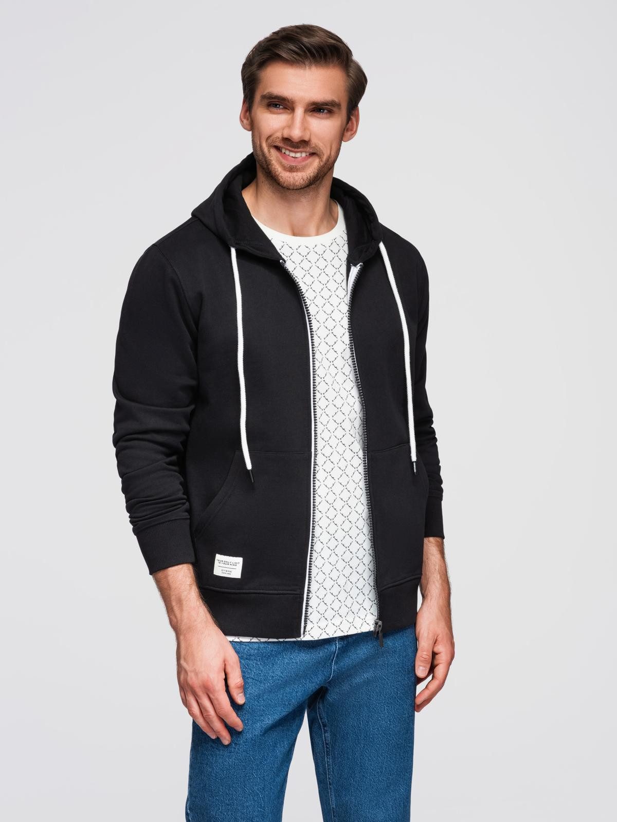 Kapuzenpullover BASIC Herren Sweatshirt mit Reißverschluss und Kapuze