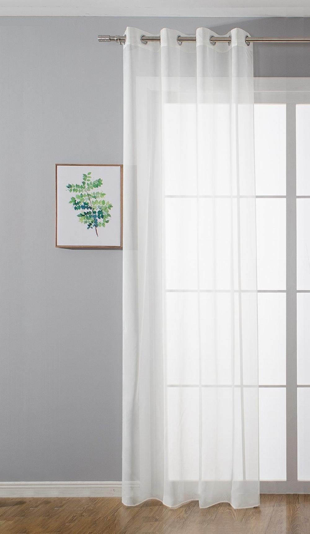 Gardinenbox Gardine (2 St), Ösen, transparent, Voile