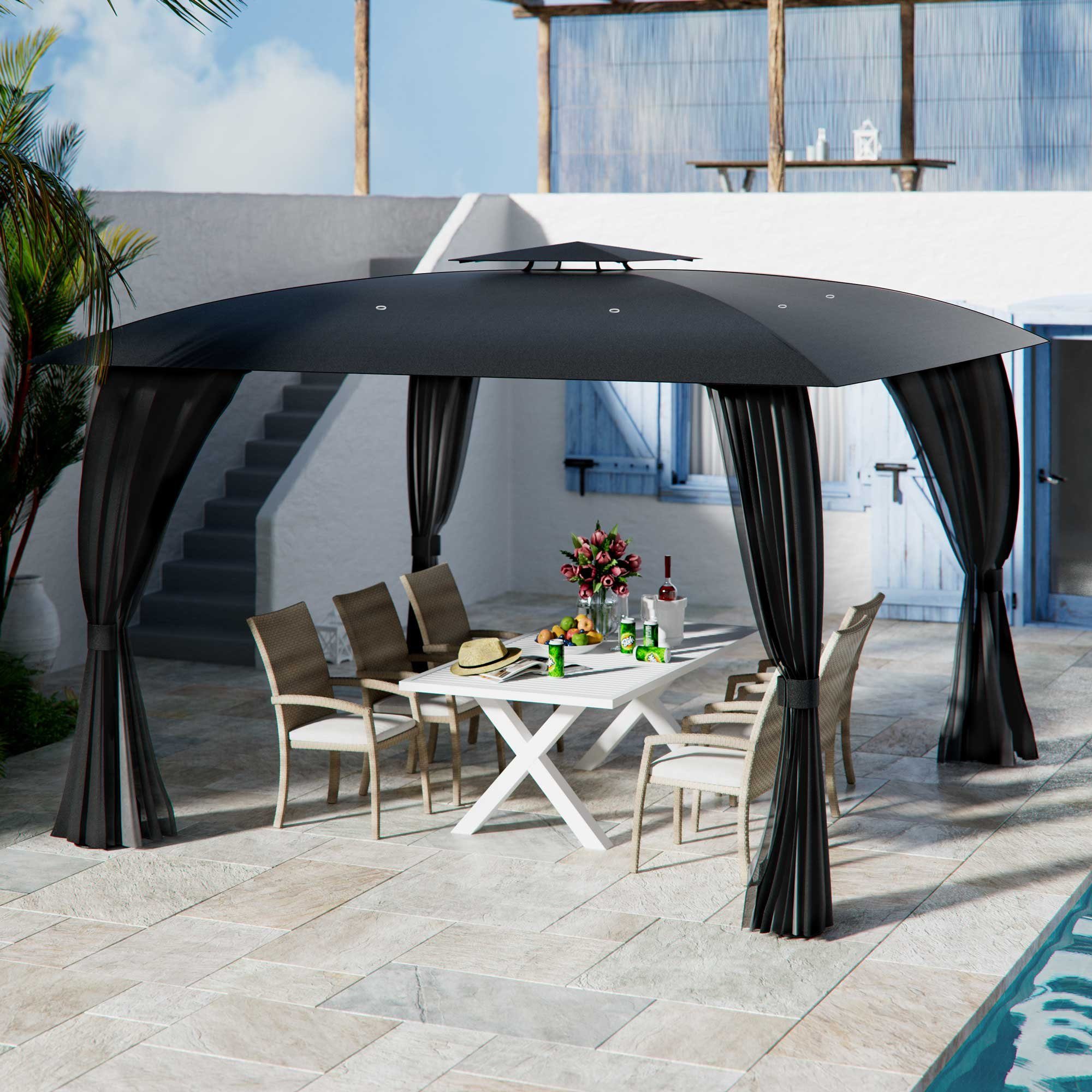 osoltus Terrassendach osoltus Garten Pavillon Amrum 3,3 x 3,3 m Anthrazit mit Seitenwand