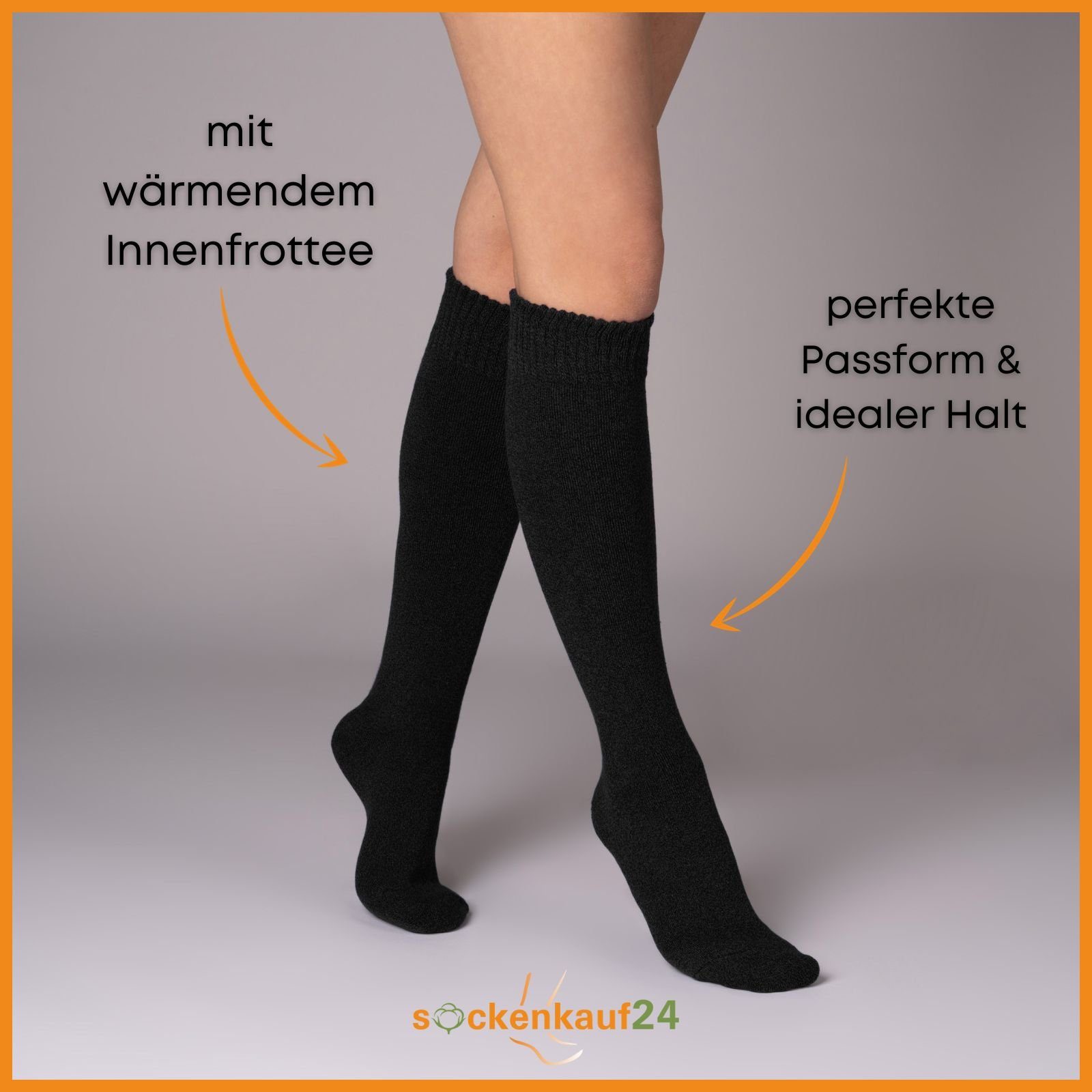 sockenkauf24 Kniestrümpfe 4 Paar Herren Thermostrümpfe mit Innenfrottee Win günstig online kaufen