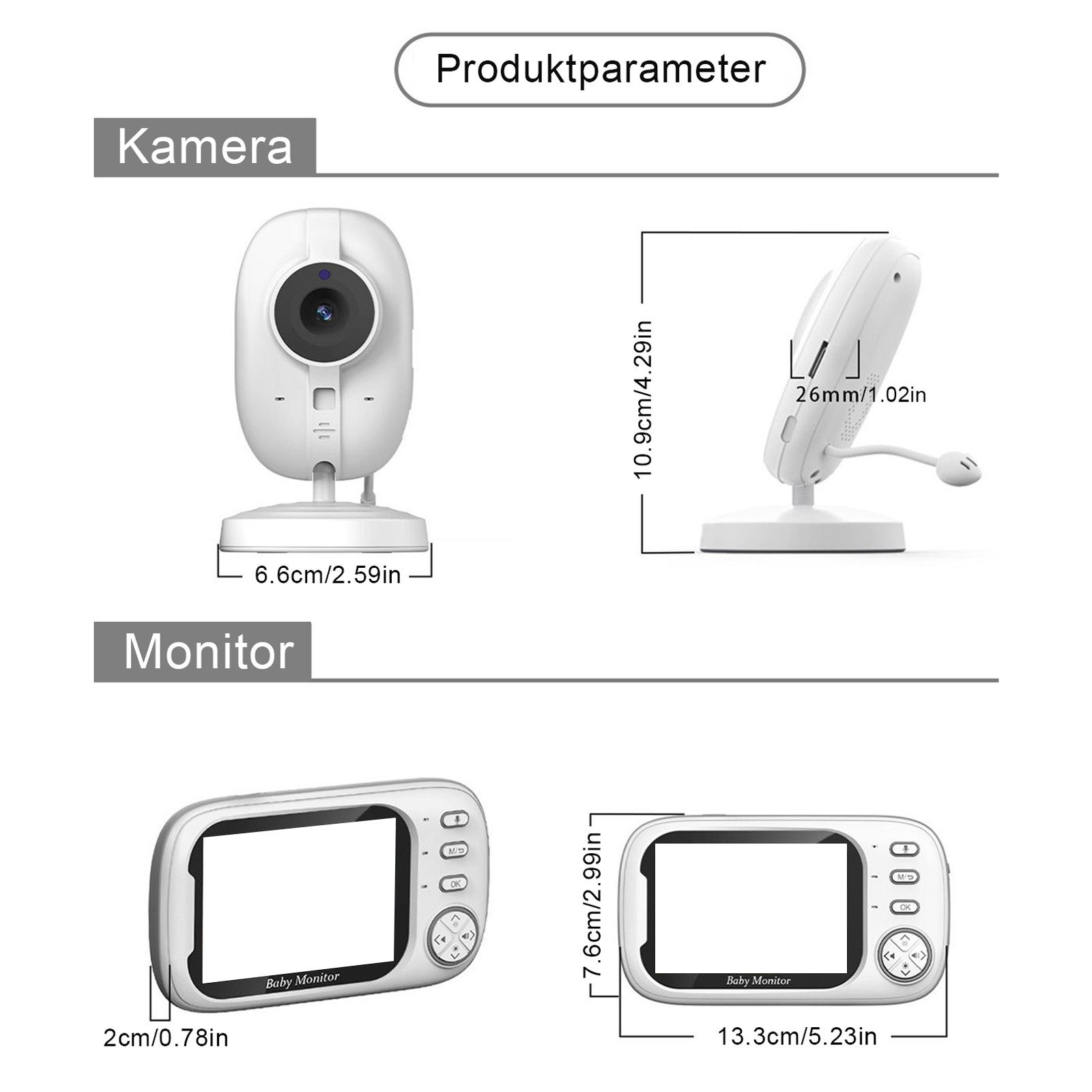 REDOM Video Baby Monitor 3.5 Inch HD Baby Monitoring System, 4x Zoom, 120° Tilt, 360° Rotation, 2.4 GHz FHSS (no Wi-Fi required), App-free, 5m Night Vision, Two-Way Audio, Temperature Monitoring, 2000 mAh Battery, Baby Cam for Parents