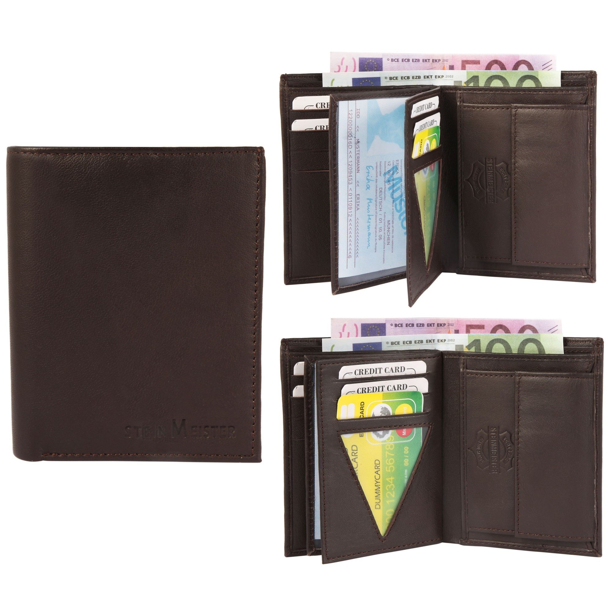 STEINMEISTER Geldbörse Steinmeister Leder Portemonnaie braun Echtleder Kombibörse (1-tlg)