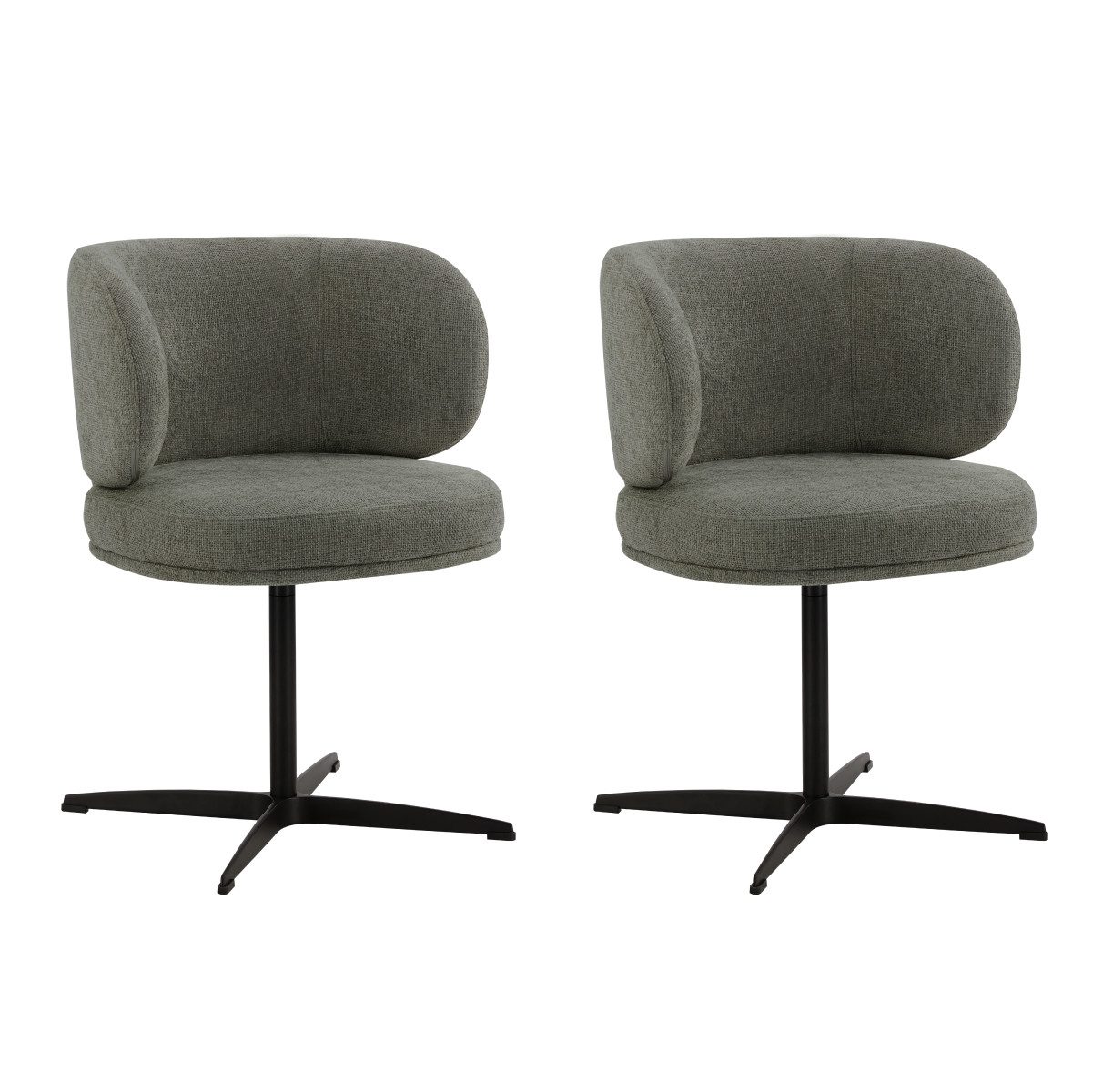 CHITA Polsterstuhl (Set, 2 St), Drehstuhl, Esszimmerstuhl, 360° drehbar, Chenille mit Metallgestell