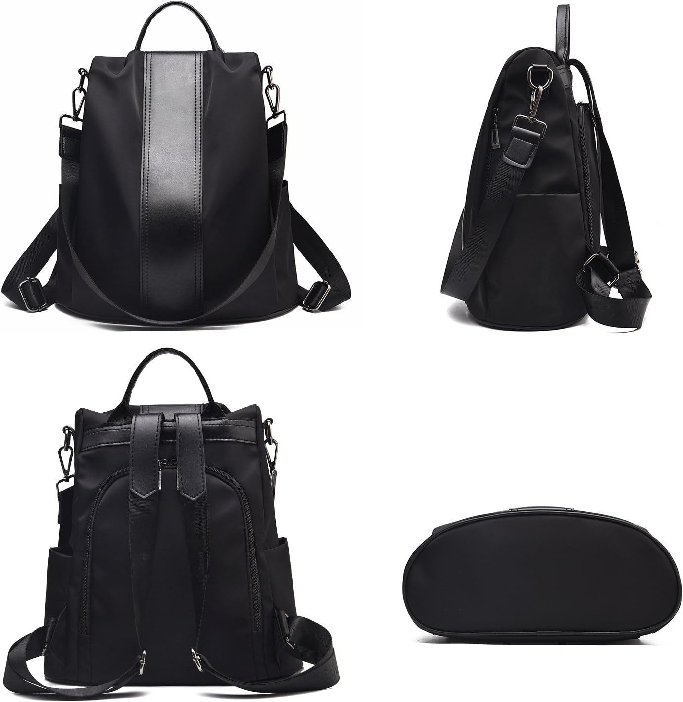 Toomoke Puppen Rucksack Damen Rucksack Wasserdicht, Anti-Diebstahl Nylon Rucksack, (Schultertasche & Freizeitrucksack, Leichter Tagesrucksack für Schule, Reisen und Alltag, Schwarz)