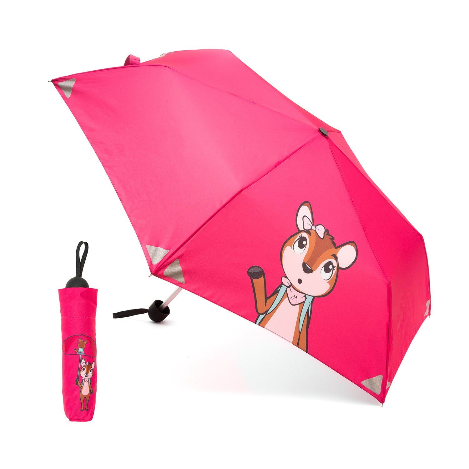 Monte Stivo Regenschirm-Wanderstock Votna Kinderregenschirme 90 cm ? Reflektoren faltbar Pink