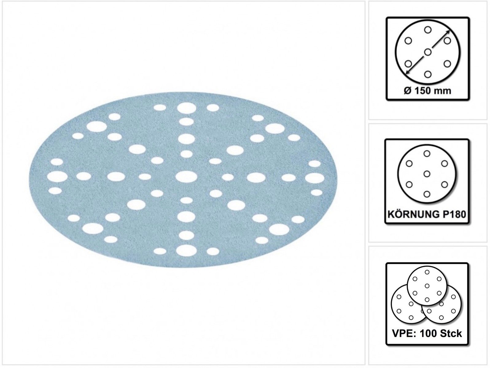 FESTOOL Schleifscheibe Schleifscheiben STF D150/48 P180 GR/100 150 mm / 100 Stk. (575166)