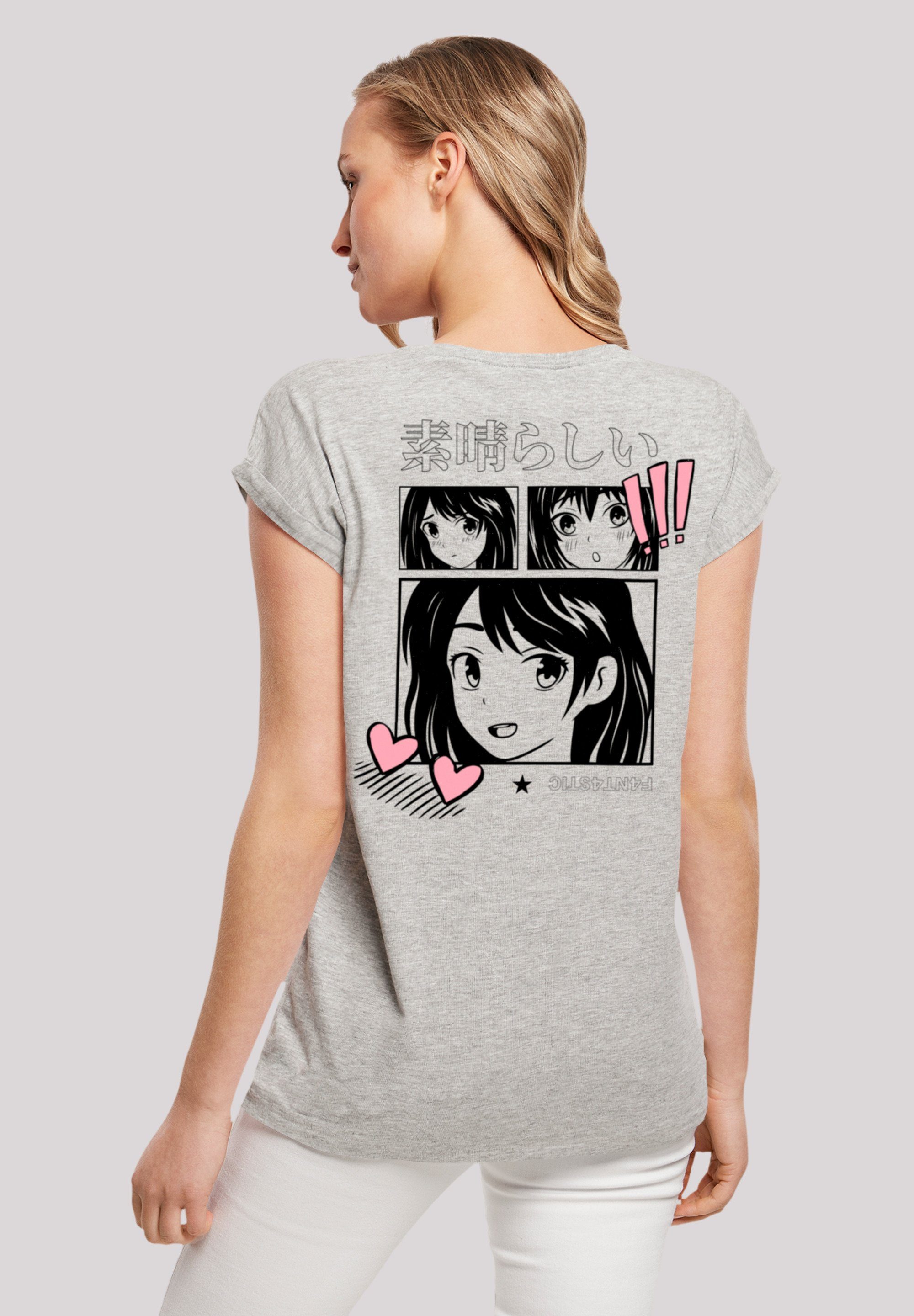F4NT4STIC T-Shirt Manga Anime Japan Grafik Print, Das Model ist 170 cm groß  und trägt Größe M