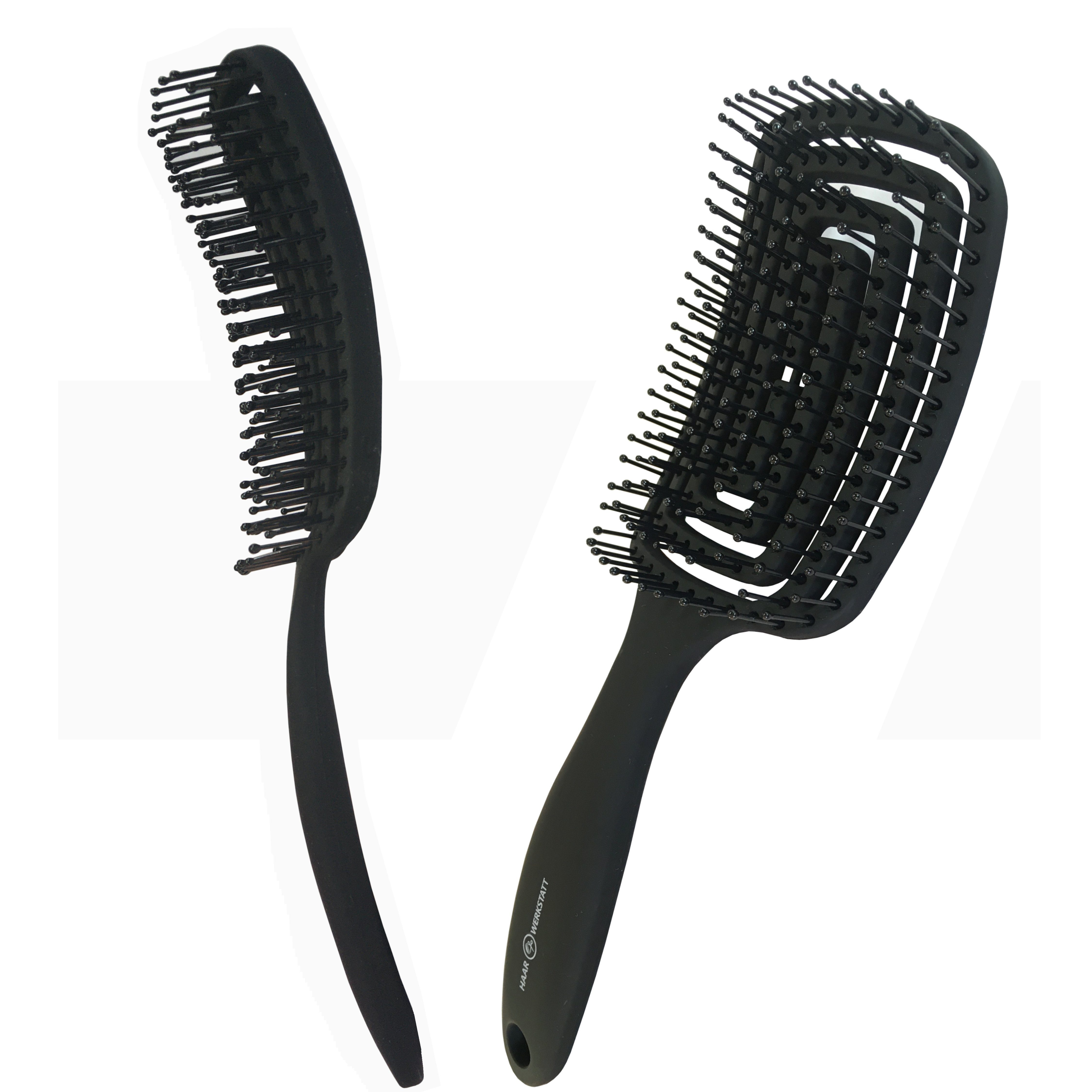 Haarwerkstatt Haarbürste Haar, - - curved für Ihr Die für Haarbürste Herren mit Schwarz Haarbürste Gebogene Borsten optimale weiche Entwirrungsbürste brush und Damen, Kinder Profi