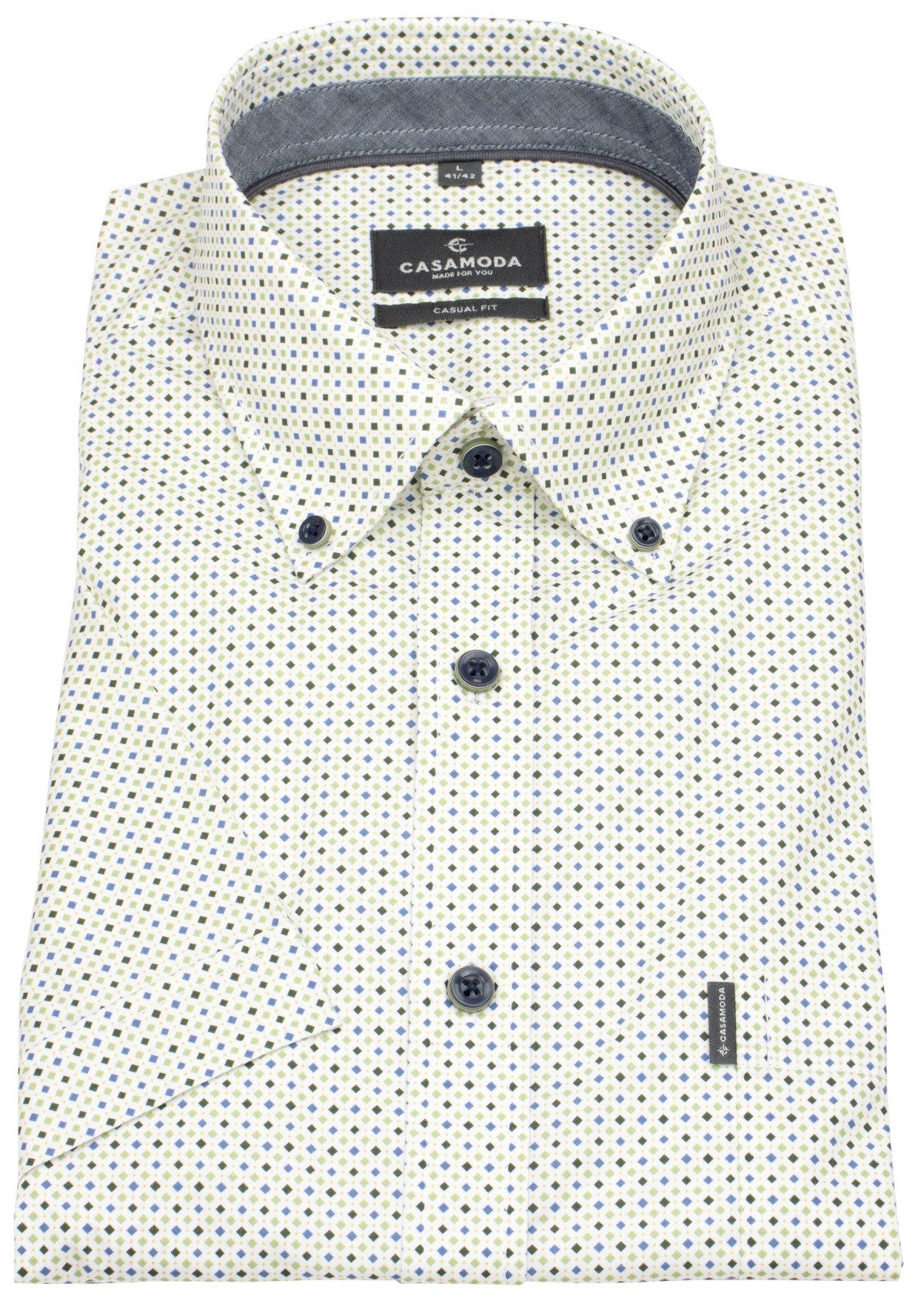 CASAMODA Kurzarmhemd Casamoda Comfort Fit Button-Down-Kragen
