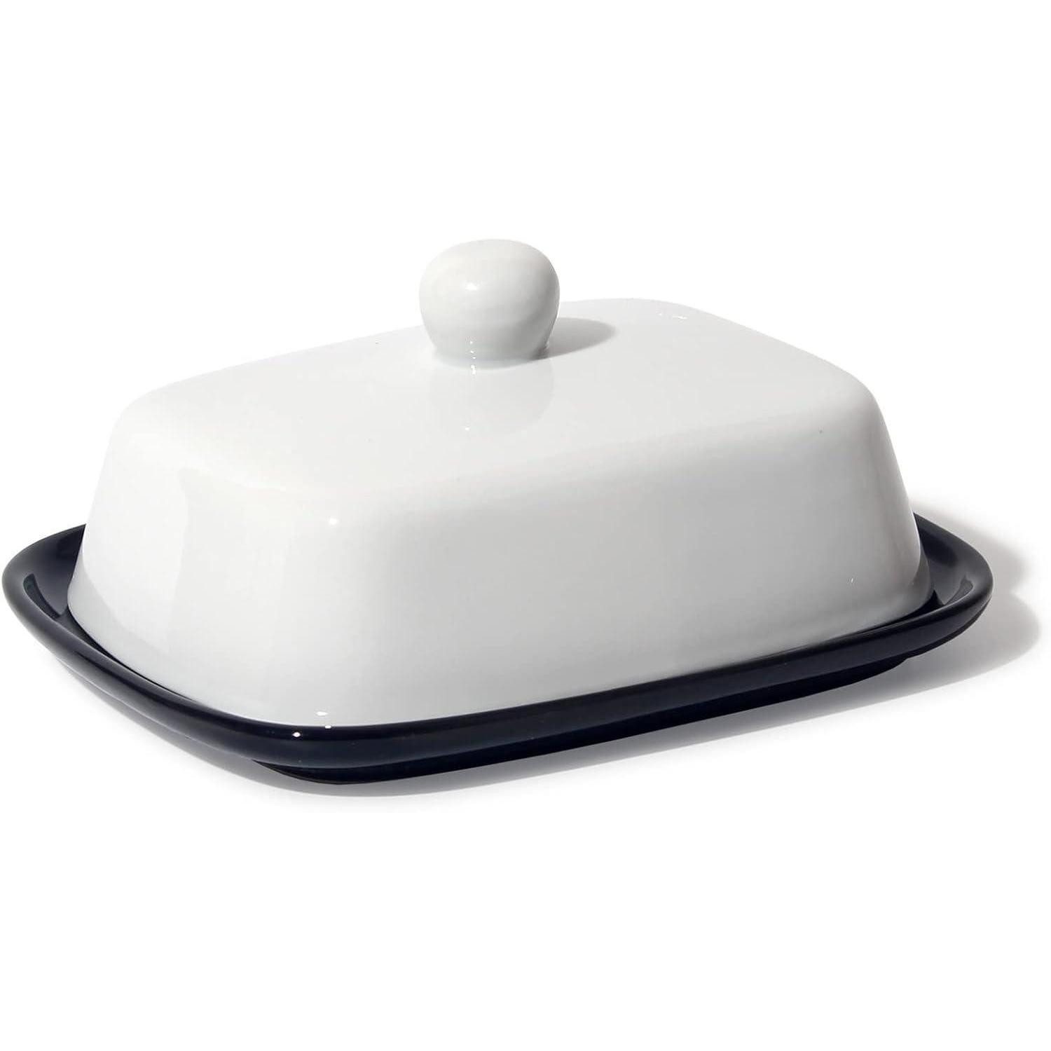 LuxusKollektion Butterdose Butterdose Keramik Schwarz-Weiß 250g, Keramik
