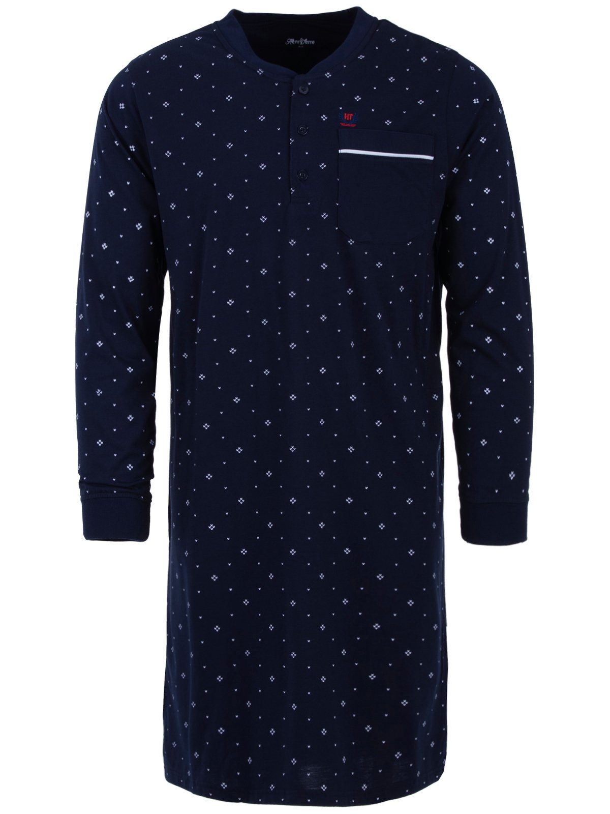 Pfeil Terre - navy Henry Langarm Nachthemd Paspel Nachthemd