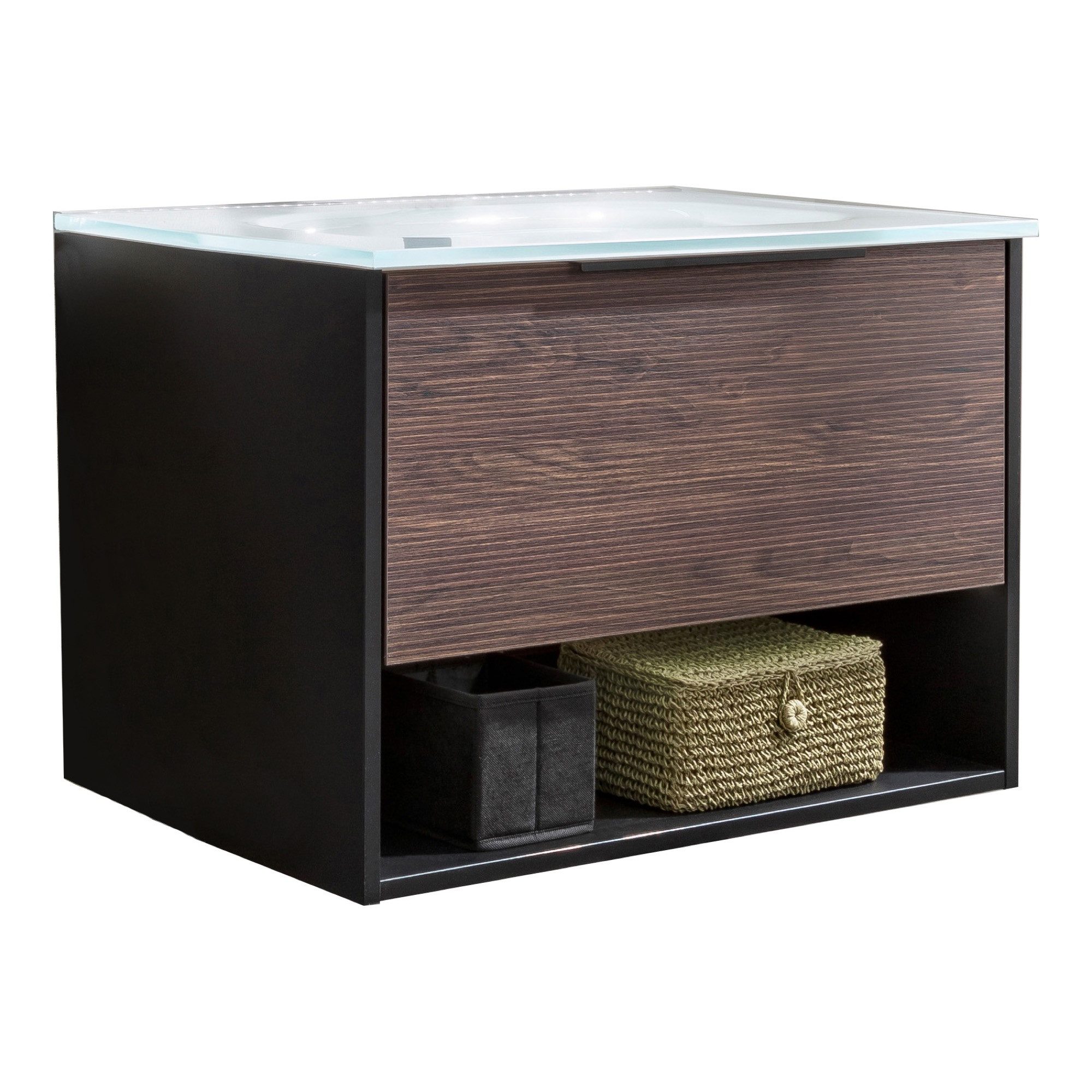 FACKELMANN Waschbeckenunterschrank B.Paris Badmöbelset mit Glas-Waschtisch