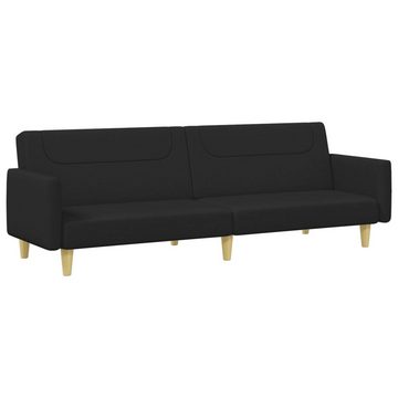 vidaXL Sofa Schlafsofa 2-Sitzer mit Fußhocker Schwarz Stoff