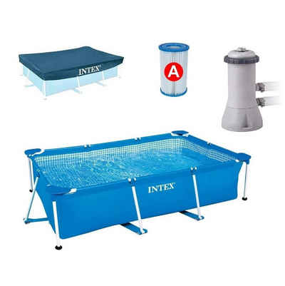 Intex Pool »Rectangular Frame Pool Set - 300 x 200 x 75 cm, Blau - Filterpumpe, Ersatzfilter und Abdeckplane«