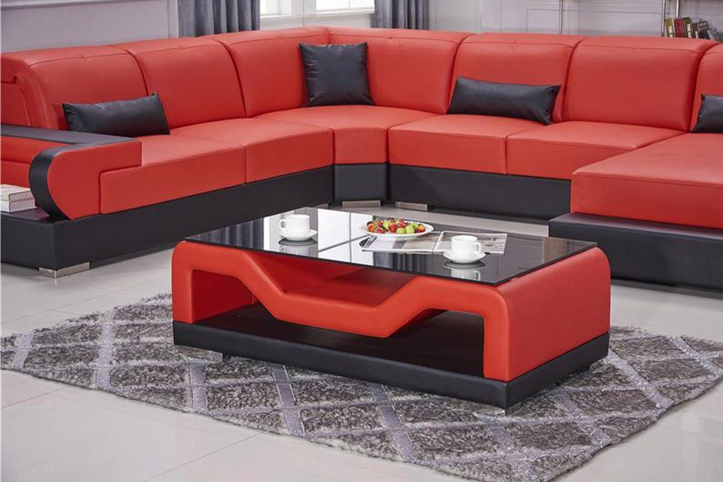 JVmoebel Couchtisch Schwarzer Couchtisch Glastisch Beistell Tisch, Moderner Schwarzer Sofa Sofa Moderner Tisch Beistell Couchtisch Rot Glastisch