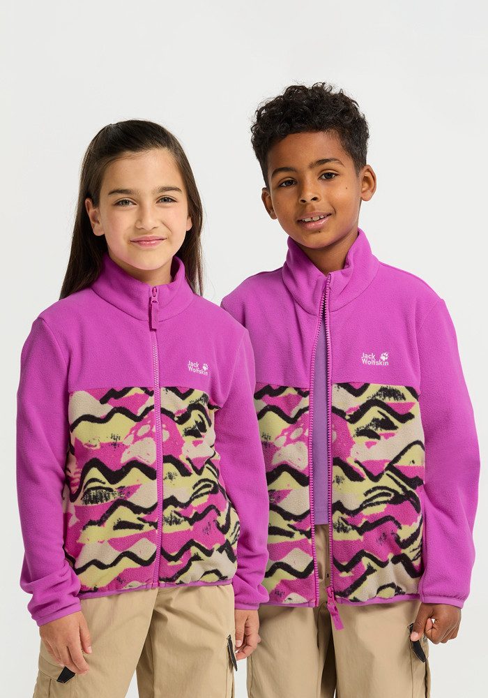 Jack Wolfskin Fleecejacke PAW ERA 100 PRINT FZ K atmungsaktives Material, mit Reißverschluss, leichte Qualität
