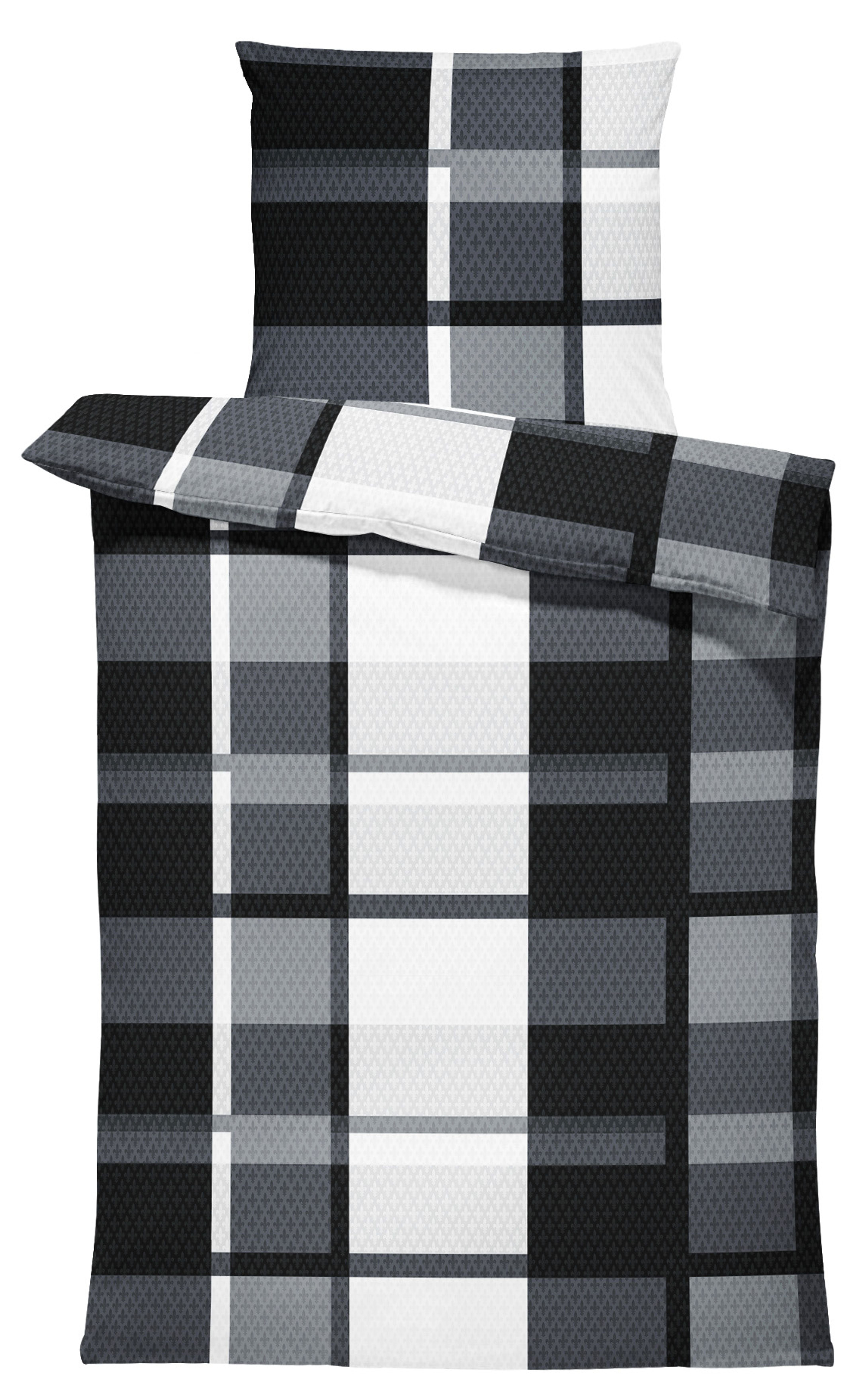 One Home Bettwäsche Modern, Mikrofaser, 2 teilig, Streifen Karos kariert ge günstig online kaufen