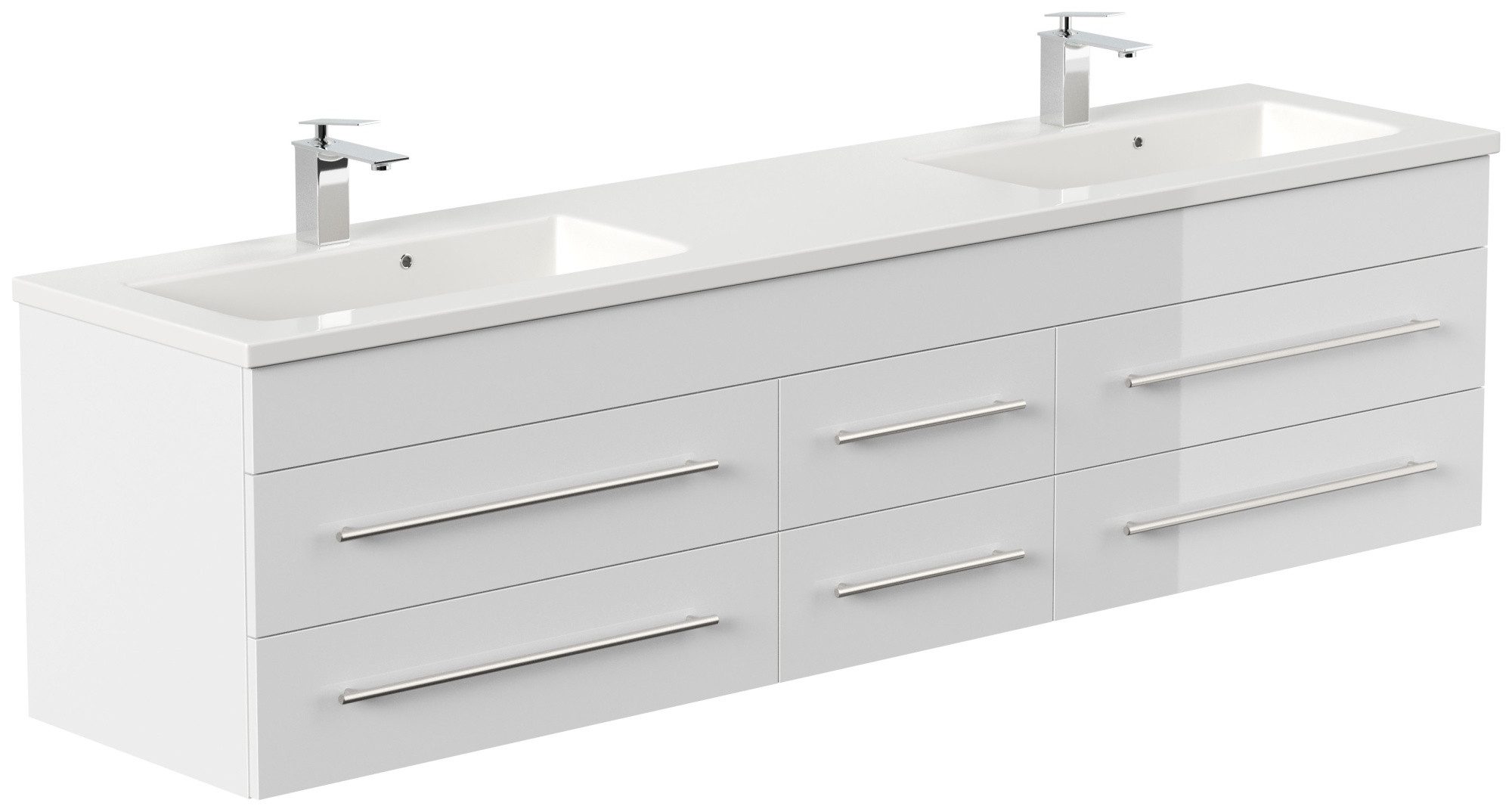 Magnolia Home Waschtisch Badmöbelset Colossos200 2-teilig LED Spiegel weiss hochglanz