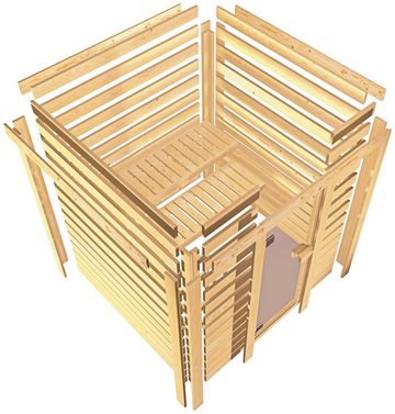 welltime Sauna Tally, BxTxH: 196 x 196 x 187 cm, 38 mm, 9-kW-Ofen mit ext. Steuerung