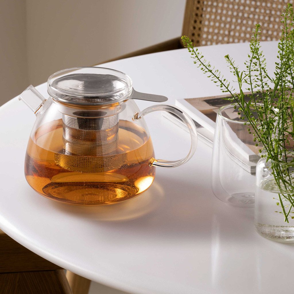 Villeroy & Boch Teekanne Artesano Hot&Cold Beverages Teekanne mit Sieb, 1 l, (1-St), Borosilikatglas, 1 Stck, spülmaschinenfest