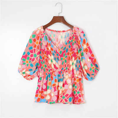 AFAZ New Trading UG Spitzentop Taillenschmeichelndes Pullover-Oberteil mit Blumendruck für Damen