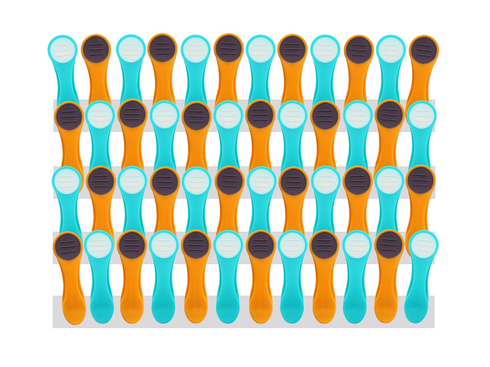 trendfinding Wäscheklammern 48 Wäscheklammern mit Federn aus Edelstahl und Soft Grip Gelb-Türkis, Langlebigkeit durch Federn aus Edelstahl, neueste Klammertechnik