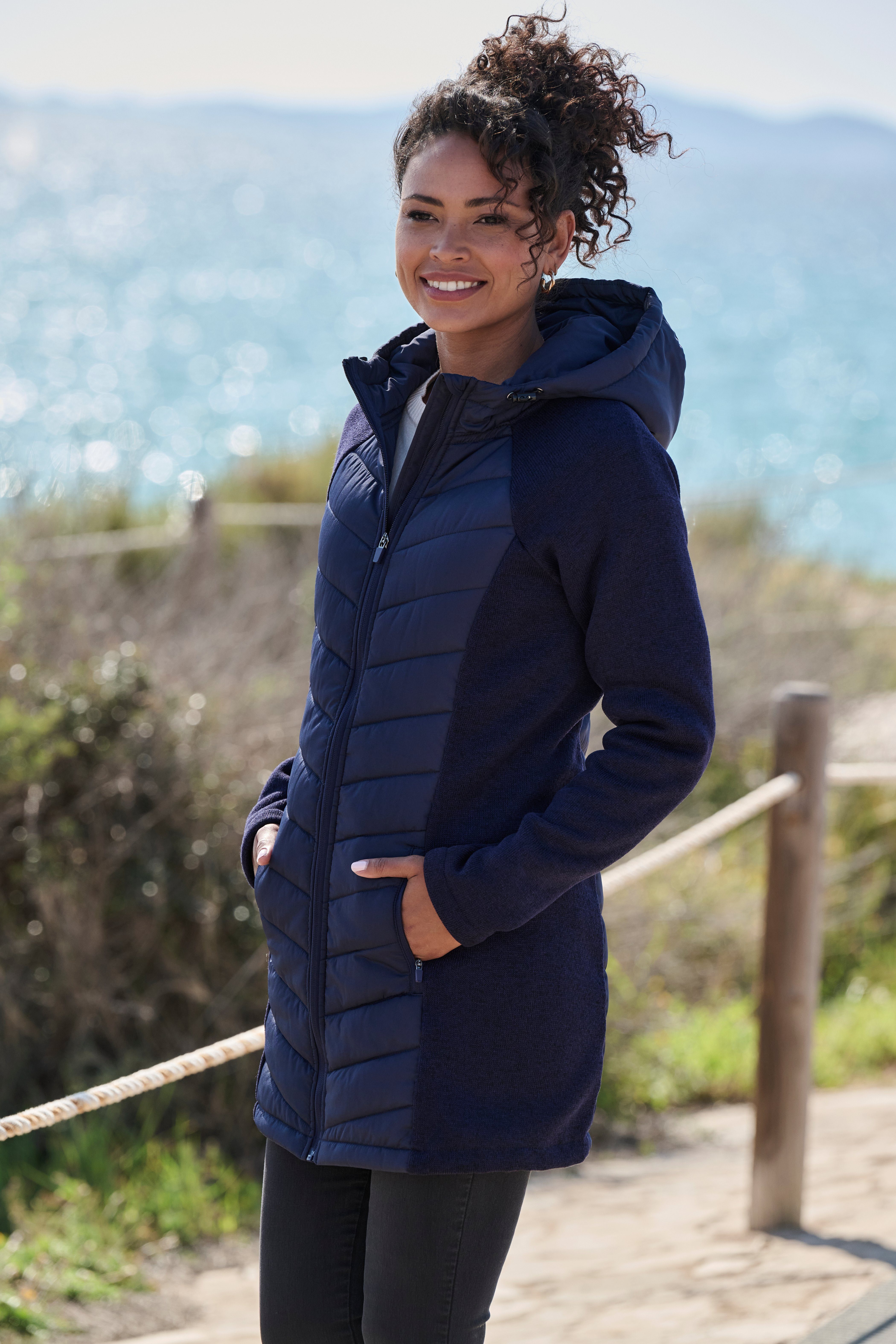 Vivance Steppjacke mit Strickfleece-Ärmeln