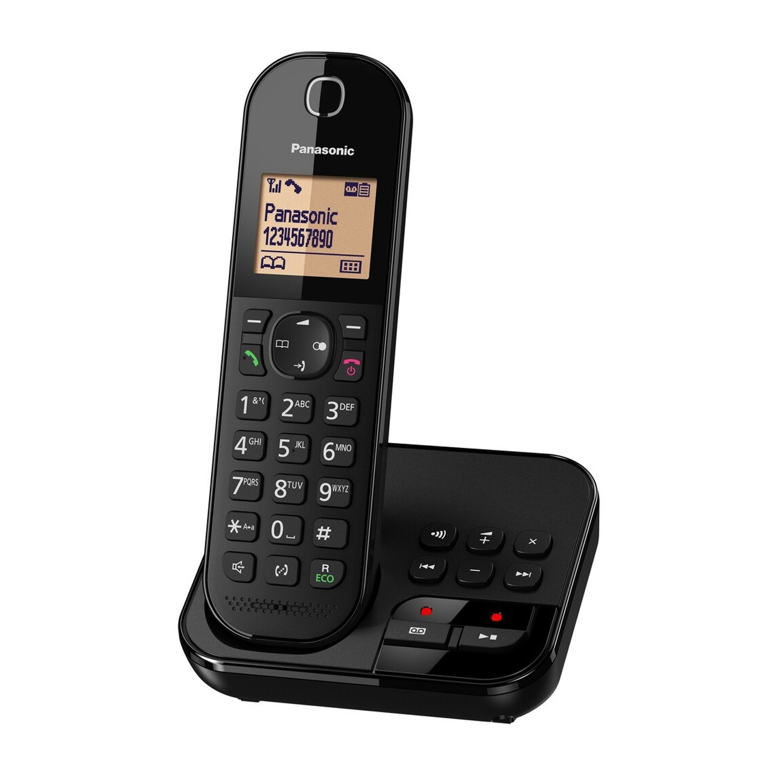 Panasonic KX-TGC420GB Schnurloses DECT-Telefon (Anrufbeantworter,  Weckfunktion, Rufsperre, Telefonbuch), Wecker mit Wochentageinstellung und  Schlummerfunktion