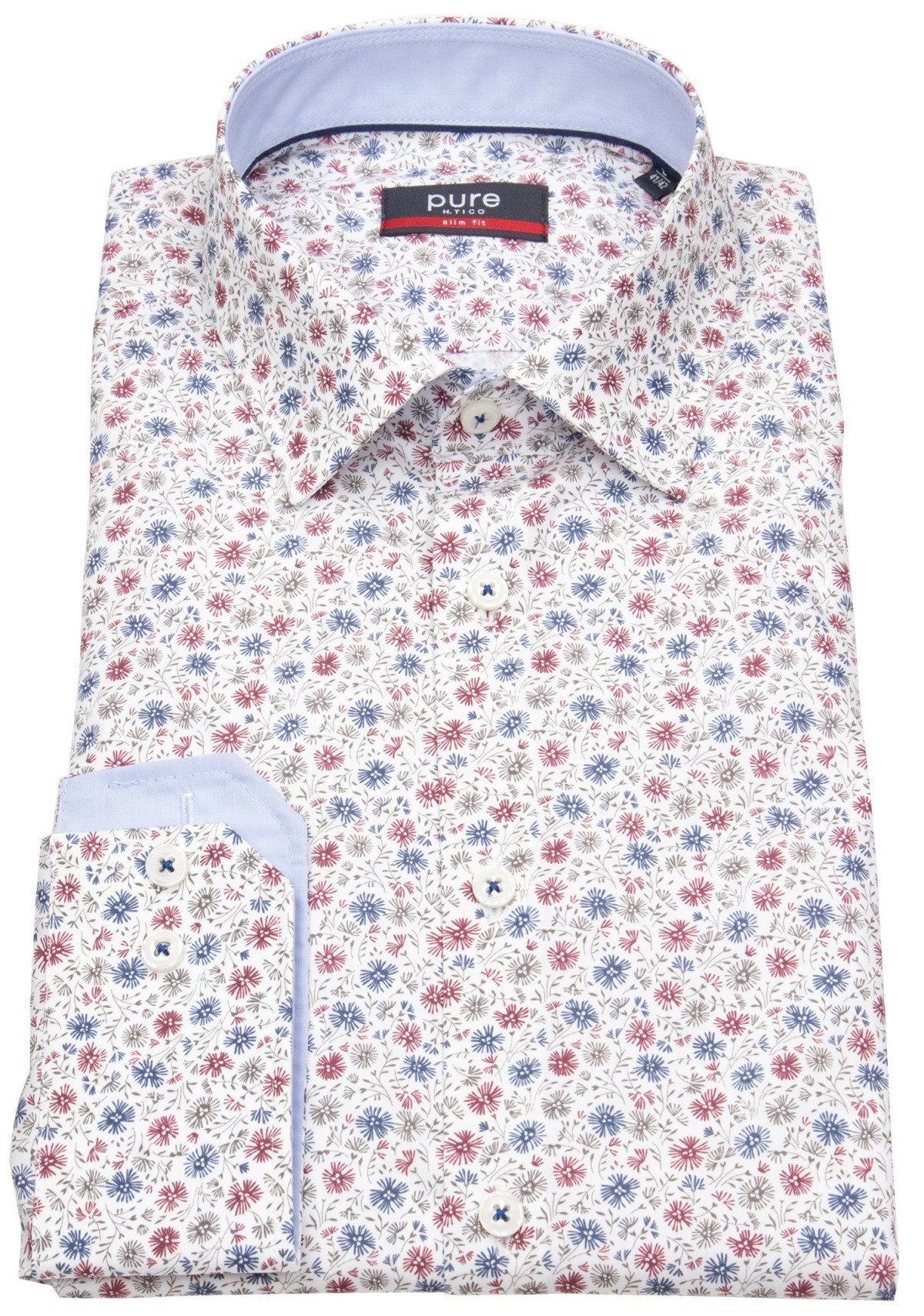 Pure Langarmhemd Slim Fit stark tailliert Kentkragen