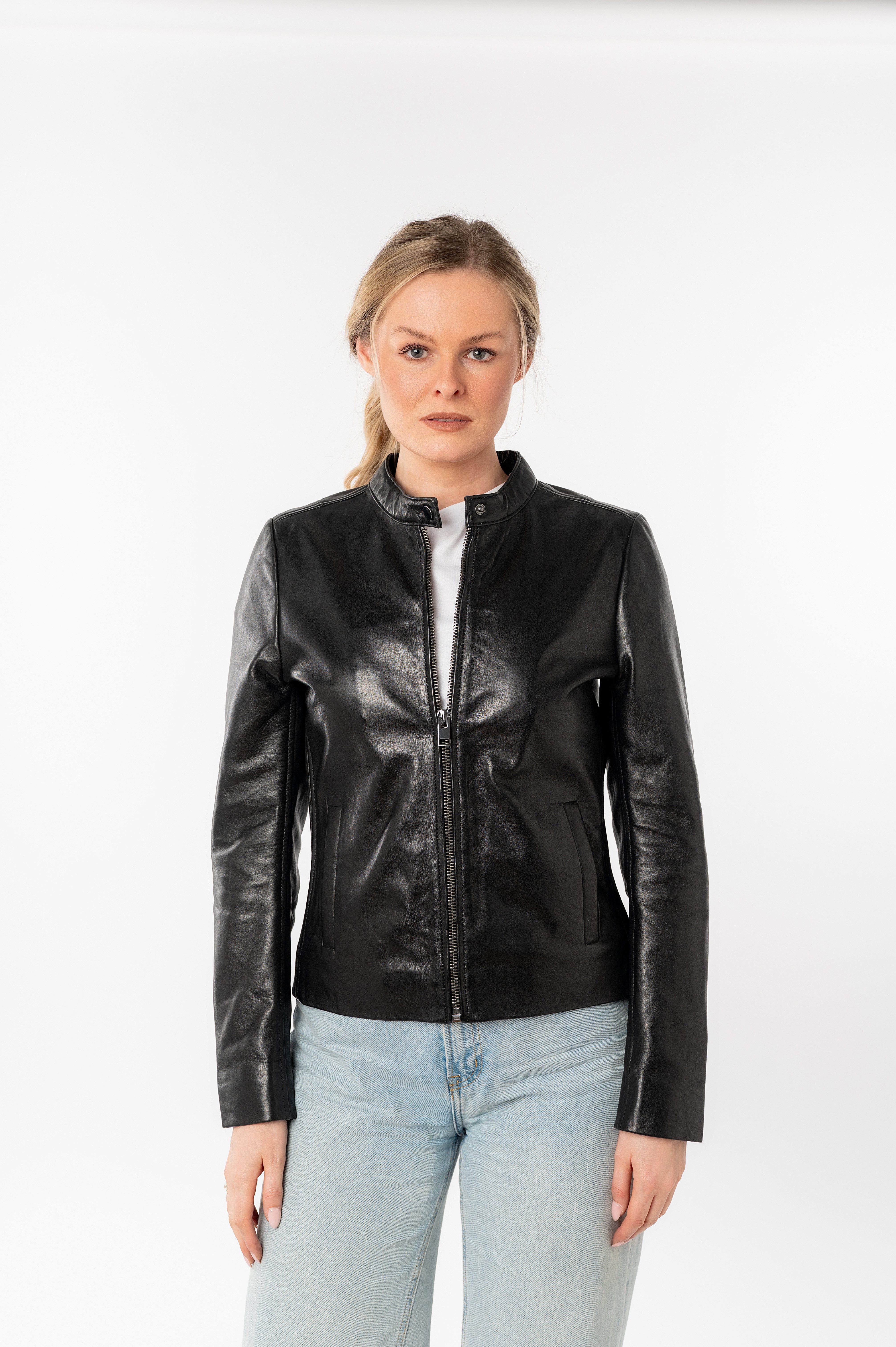 Mauritius Lederjacke MWMair mit Stehkragen & Drucker, Slim Fit günstig online kaufen