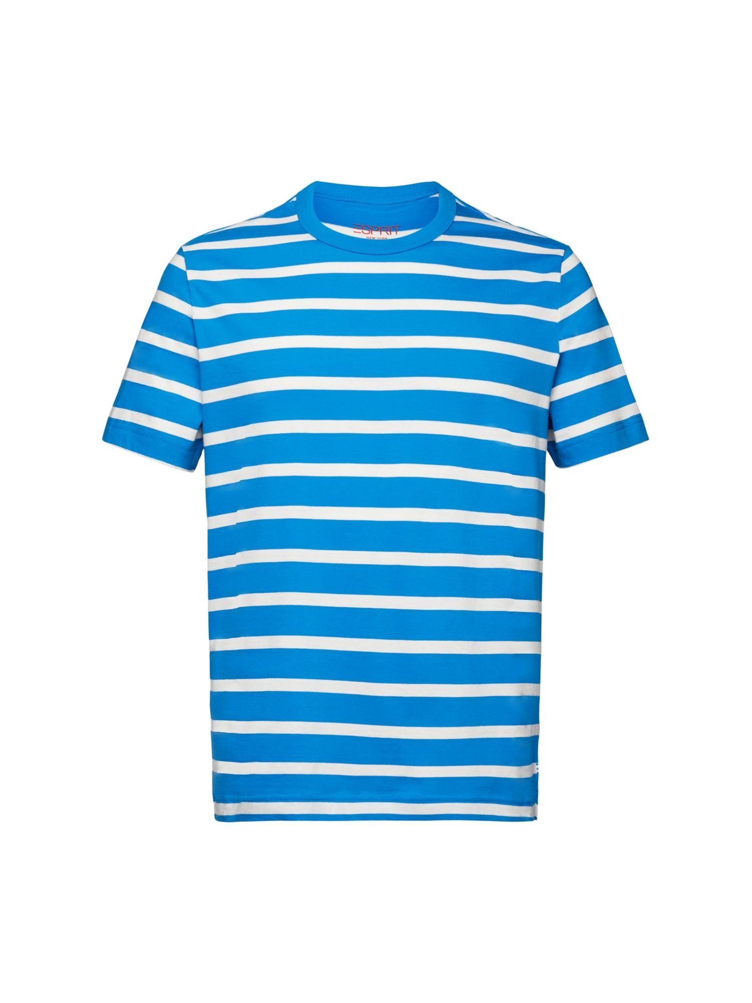 Esprit T-Shirt Gestreiftes T-Shirt aus Baumwolljersey (1-tlg) BLUE
