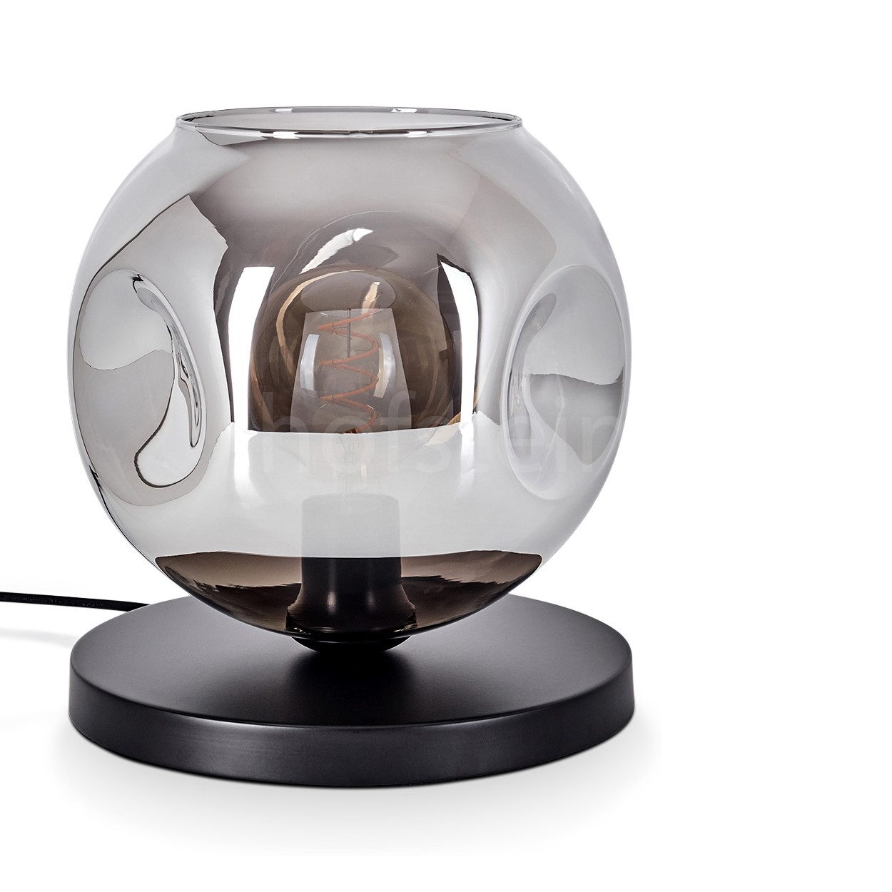 hofstein Tischleuchte Tischlampe aus Metall/Glas in Schwarz/Rauchfarben, oh günstig online kaufen