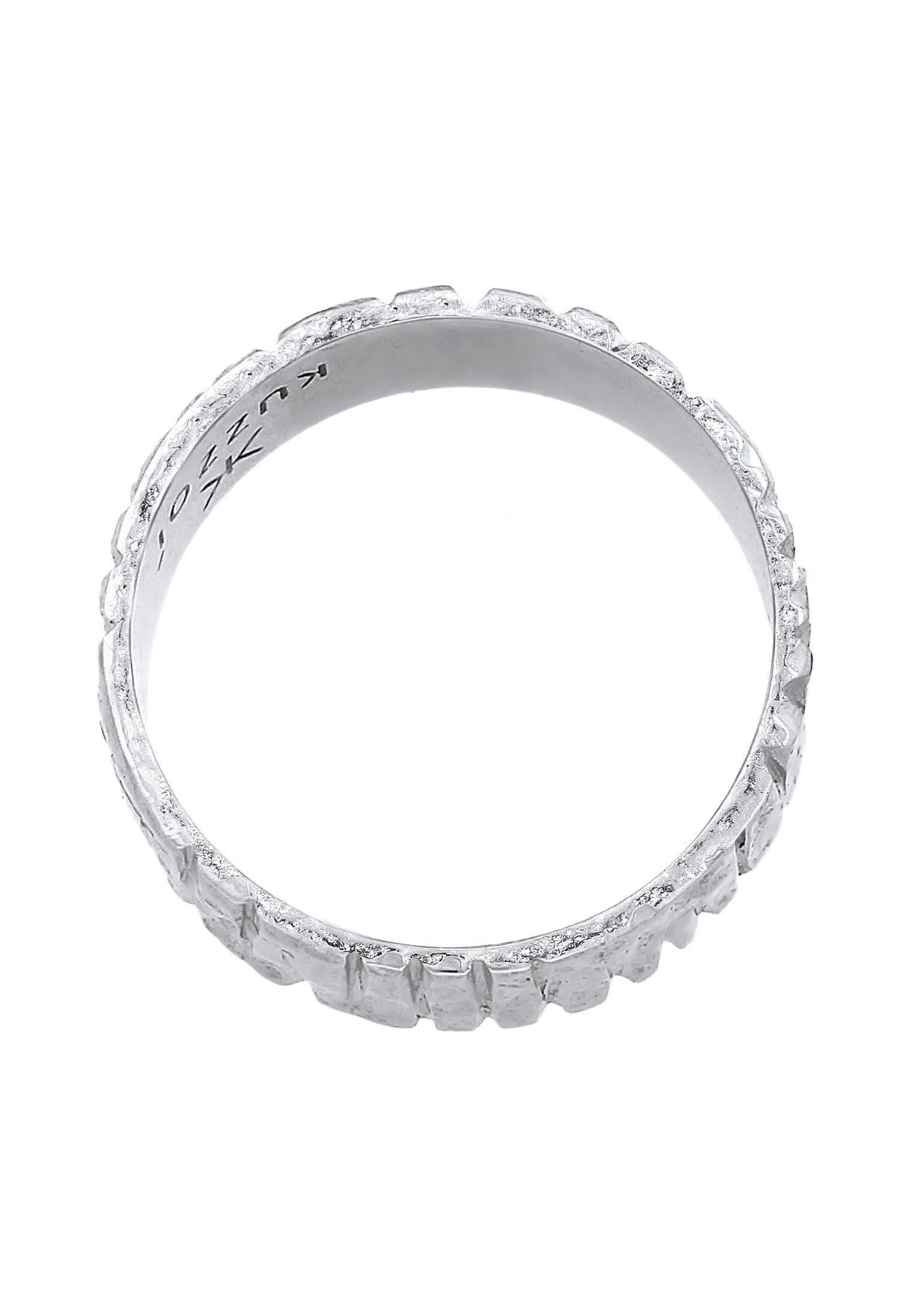 Kuzzoi Silberring Bandring Breit Struktur Gehämmert 925 Silber