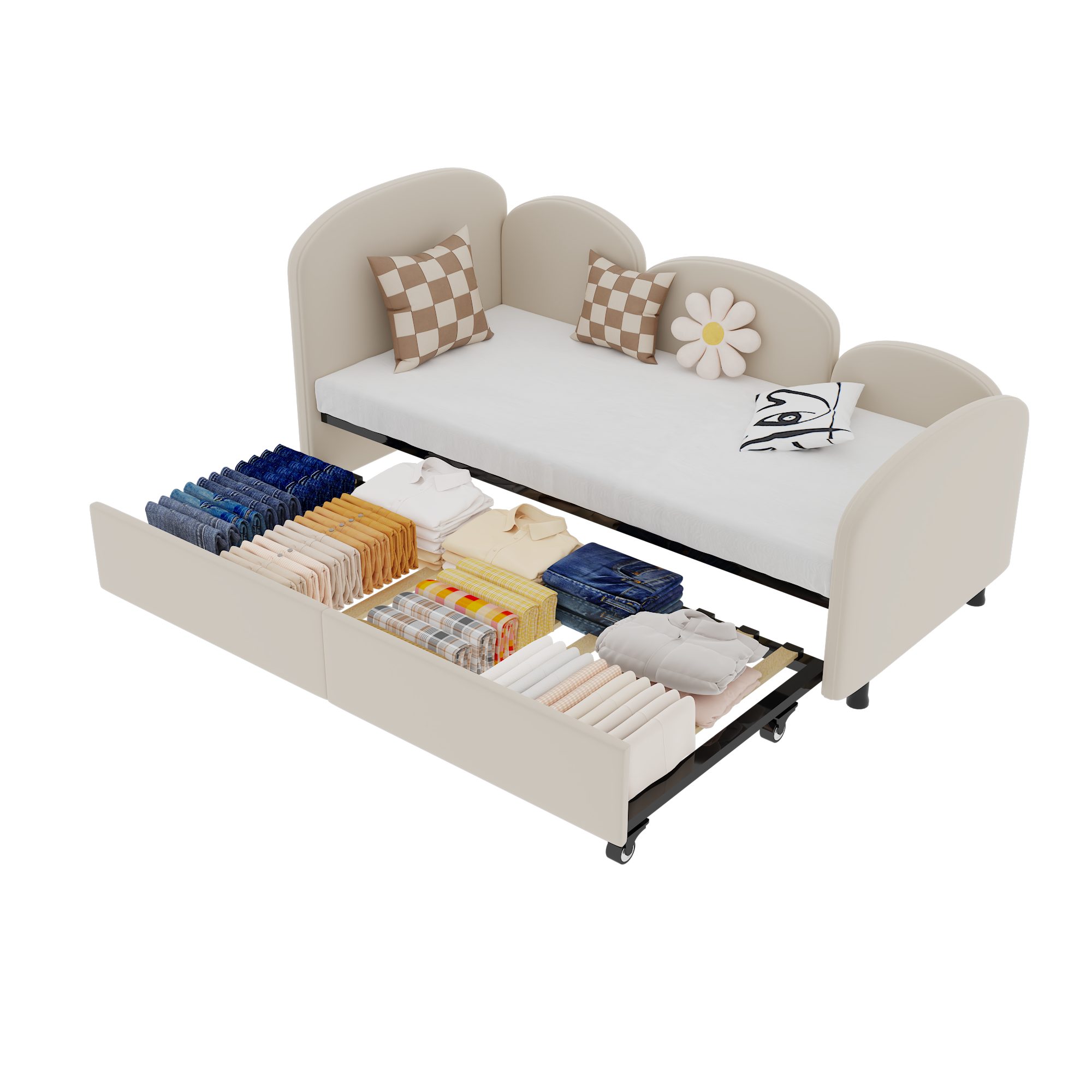 HAUSS SPOLE Kinderbett 90×200cm Polsterbett Schlafsofa mit Ausziehbett ...