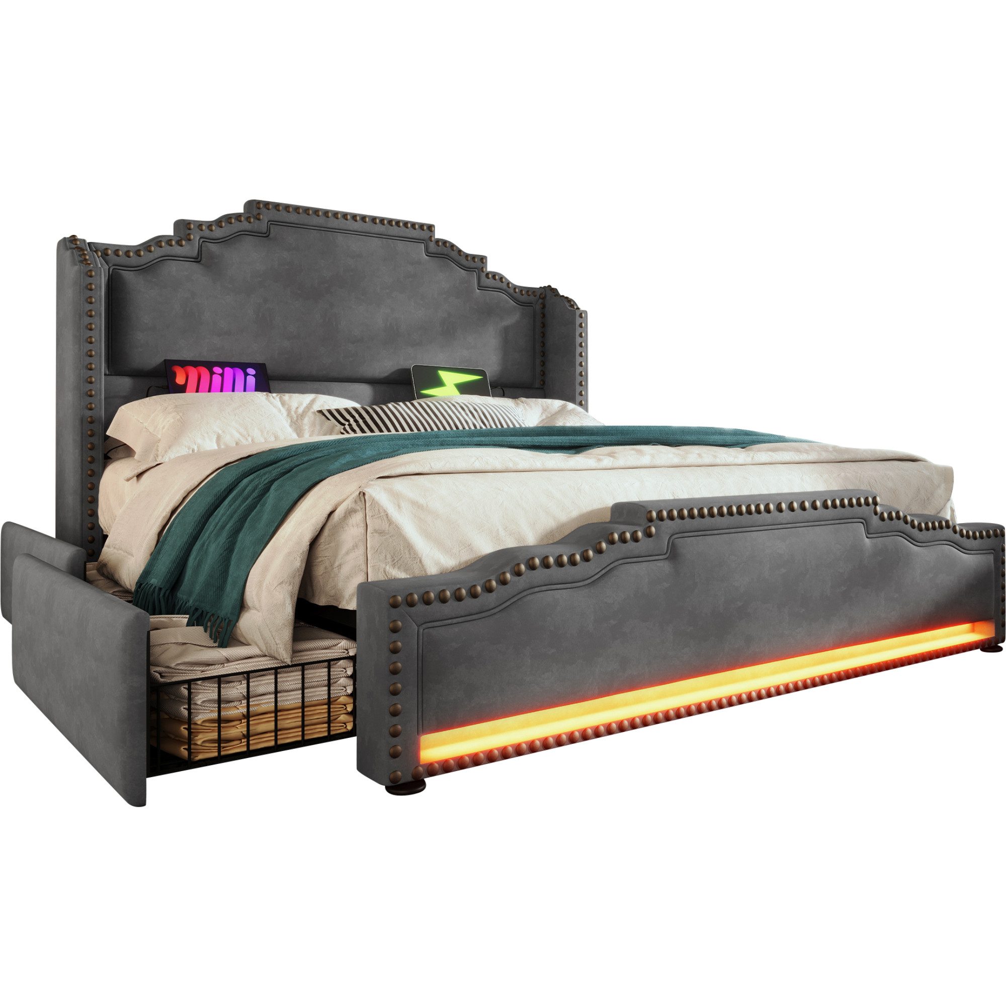 REDOM Polsterbett Vintage Bett mit handgefertigte günstig online kaufen