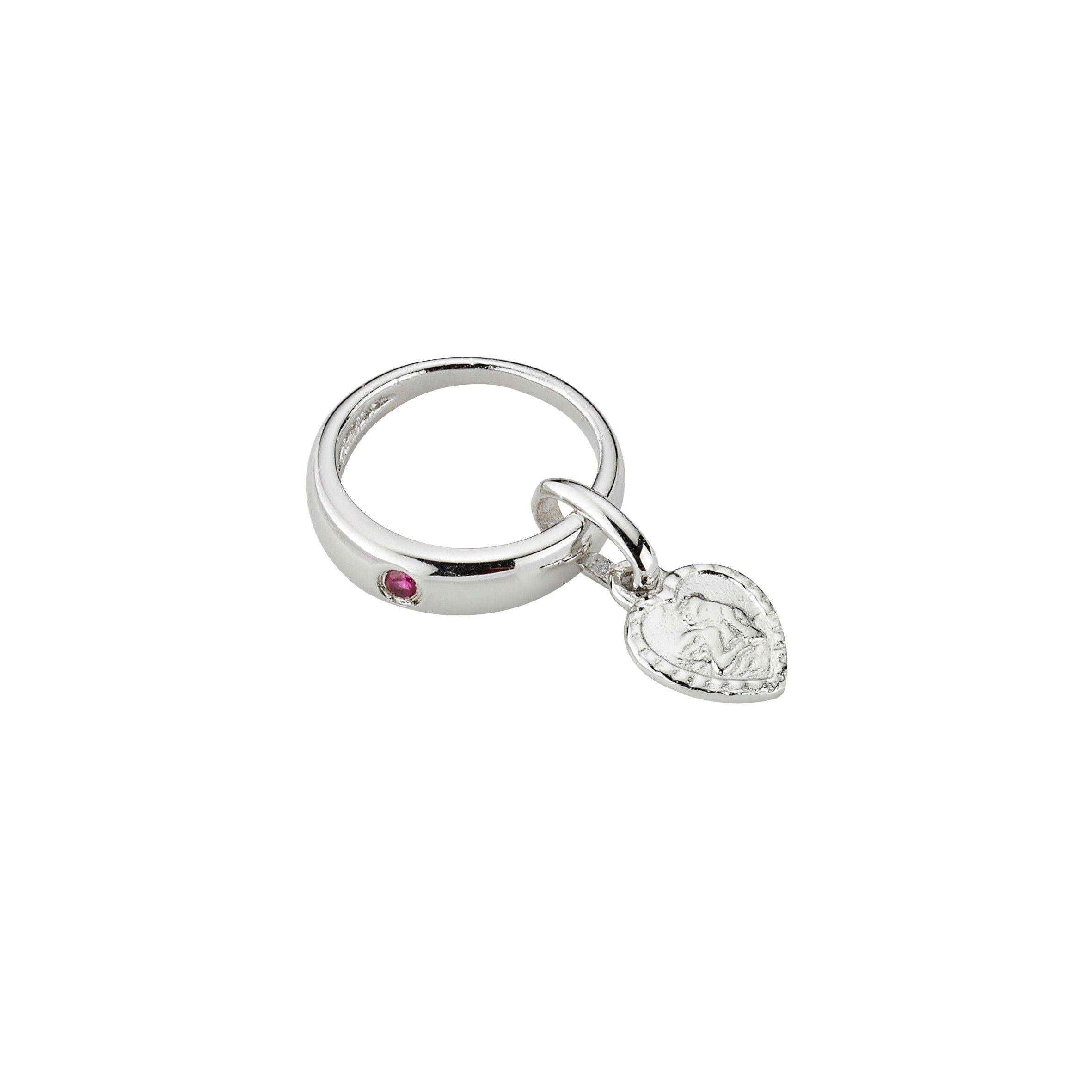 Firetti Kettenanhänger Schmuck Geschenk Silber 925 Anhänger Taufring Herz mit Engelmotiv, mit Zirkonia (synth)