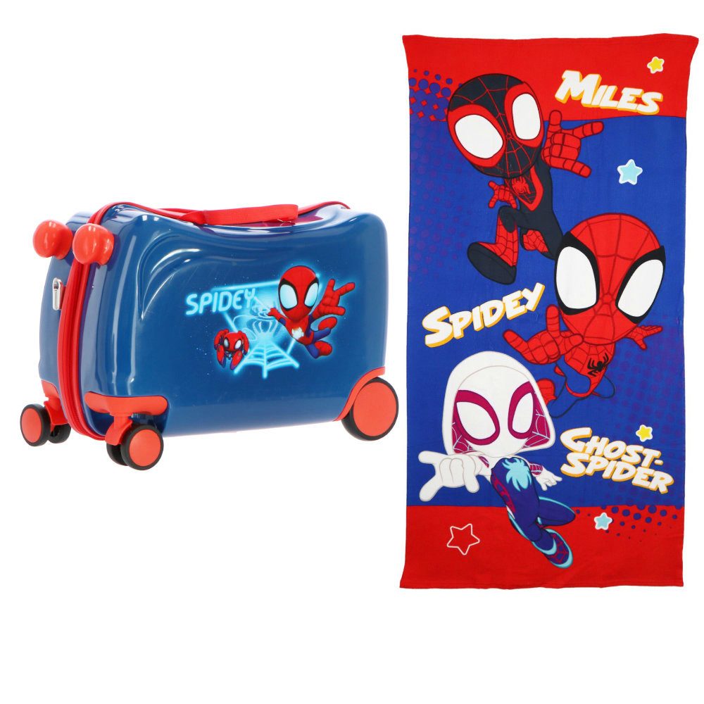 MARVEL Trolley Marvel Spiderman Spidey 2 tlg Set Mädchen Kinderkoffer Strandtuch