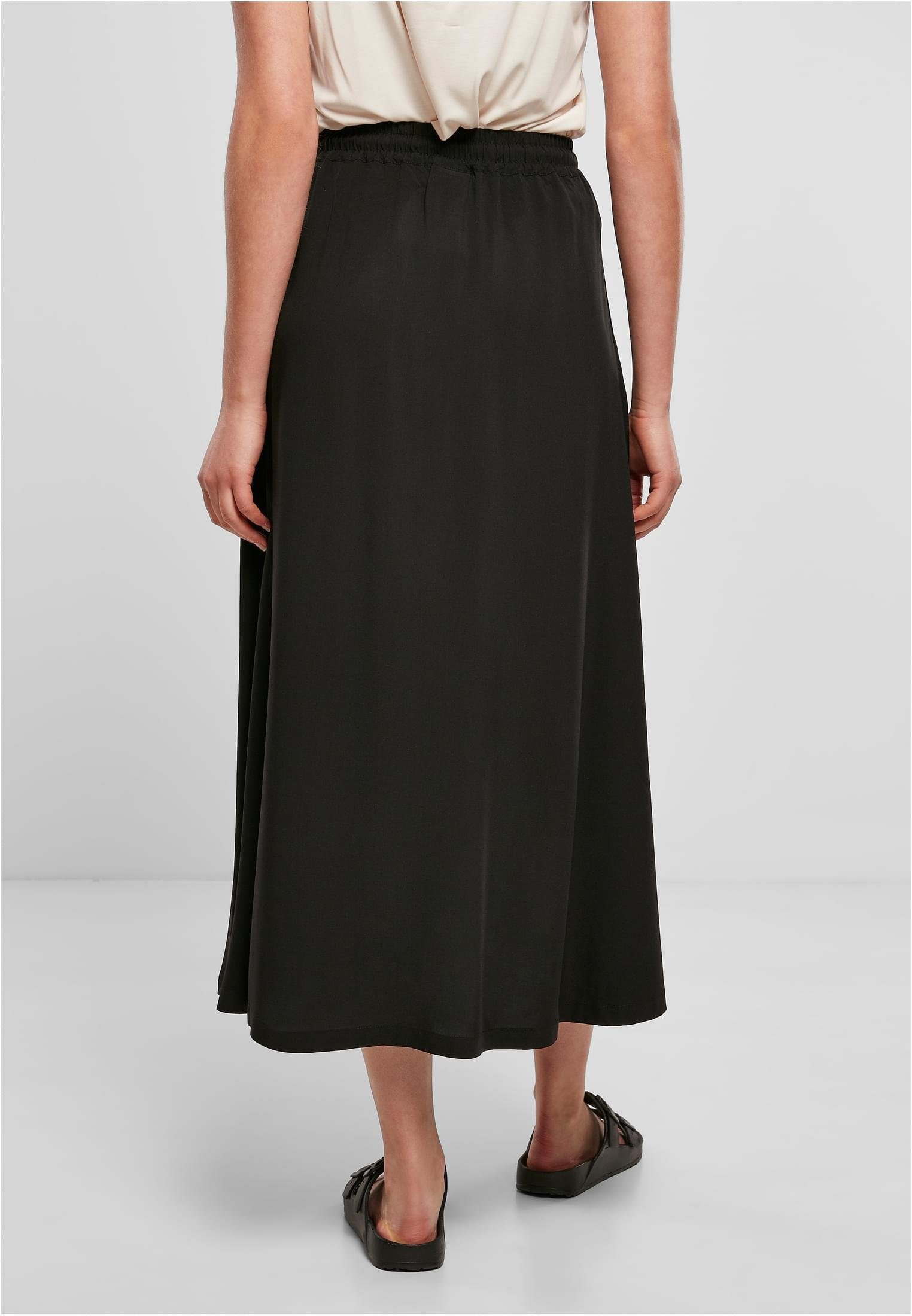 URBAN CLASSICS Jerseyrock Ladies Viscose black Damen Midi Skirt (1-tlg)