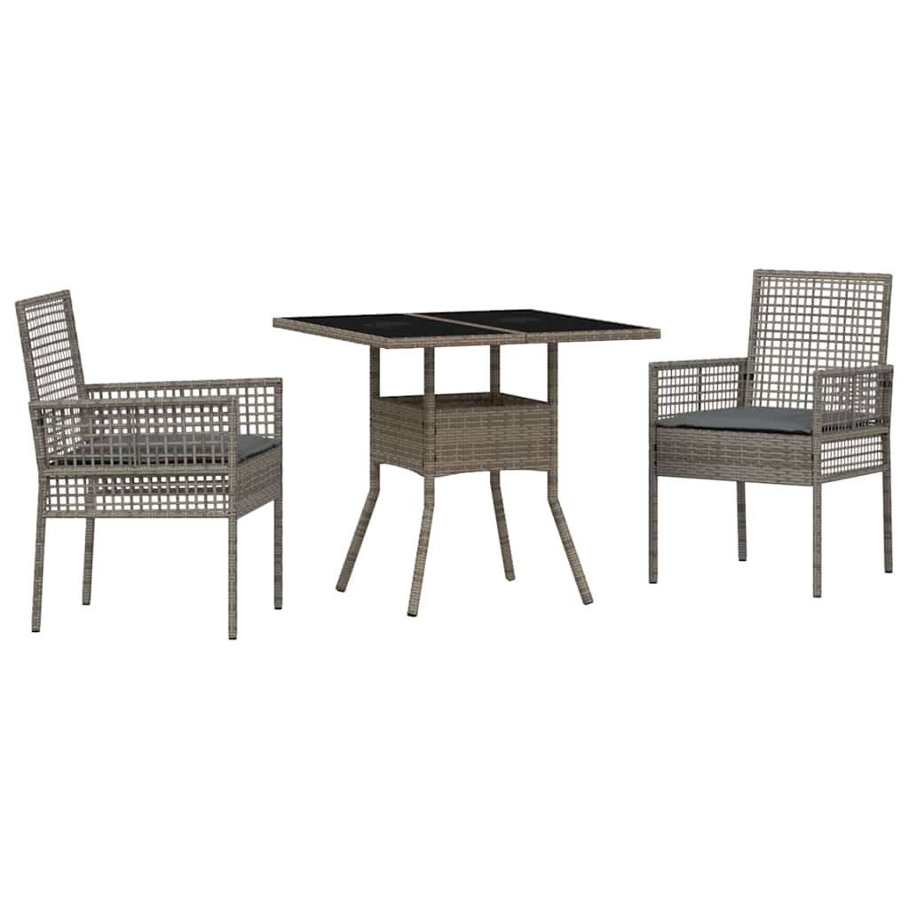 vidaXL Gartenlounge-Set Garten Essgruppe 3 stk. Grau Poly-Rattan, (3-tlg)