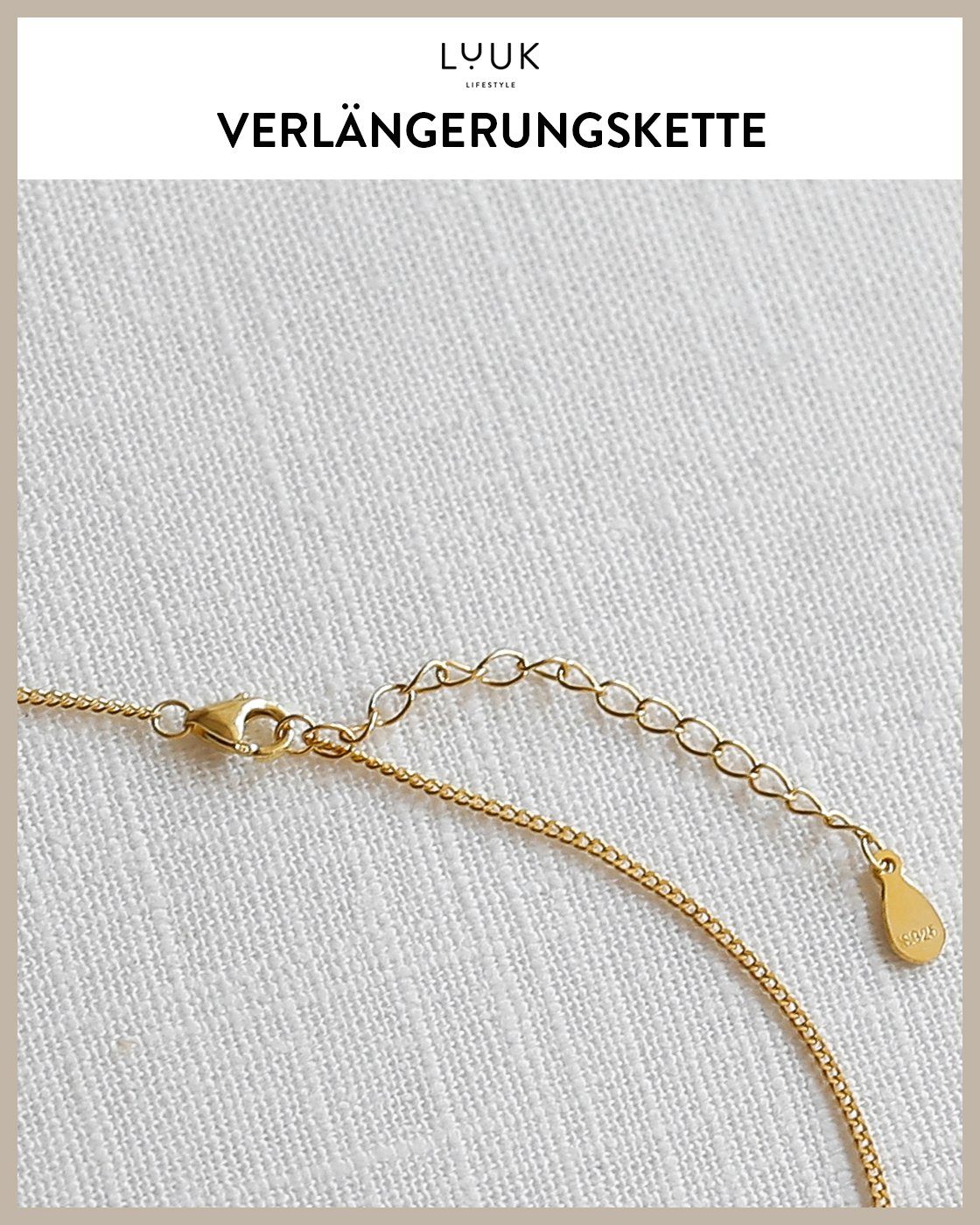 Kreisen Edelstahl Geschenk, Spruchkarte, verstellbare und LIFESTYLE mit LUUK Kette 3 verschlungenen Gold Ringen mit Glücksbringer ineinander HAPPINESS Damenschmuck, mit 3 Anhänger, Kettenlänge, Anhänger Ringe,