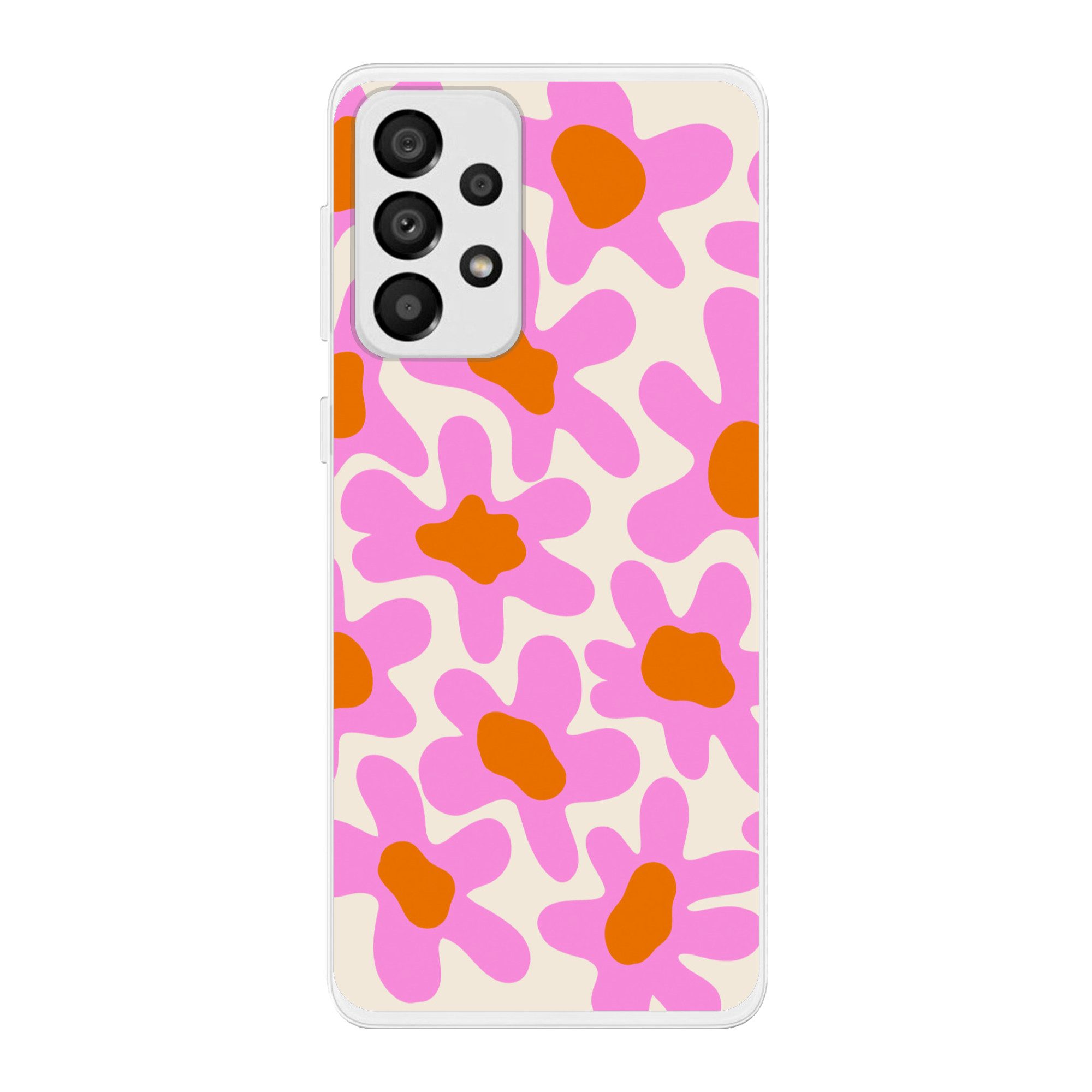 MuchoWow Handyhülle für Samsung Galaxy A33 Blume - Rosa - Muster, Smartphone-Bumper, Print, Handy Schutzhülle Dünn