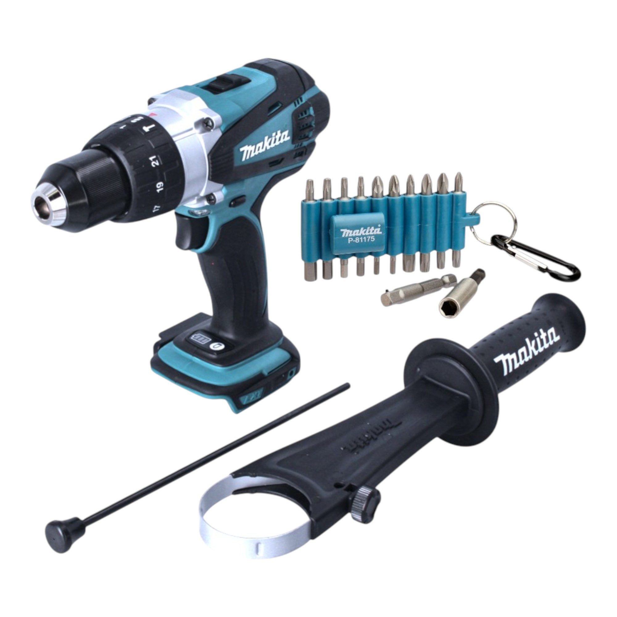 Makita Akku-Schlagbohrschrauber DHP 458 Z Akku Schlagbohrschrauber 18 V 91 Nm + 22 tlg. Bit Set