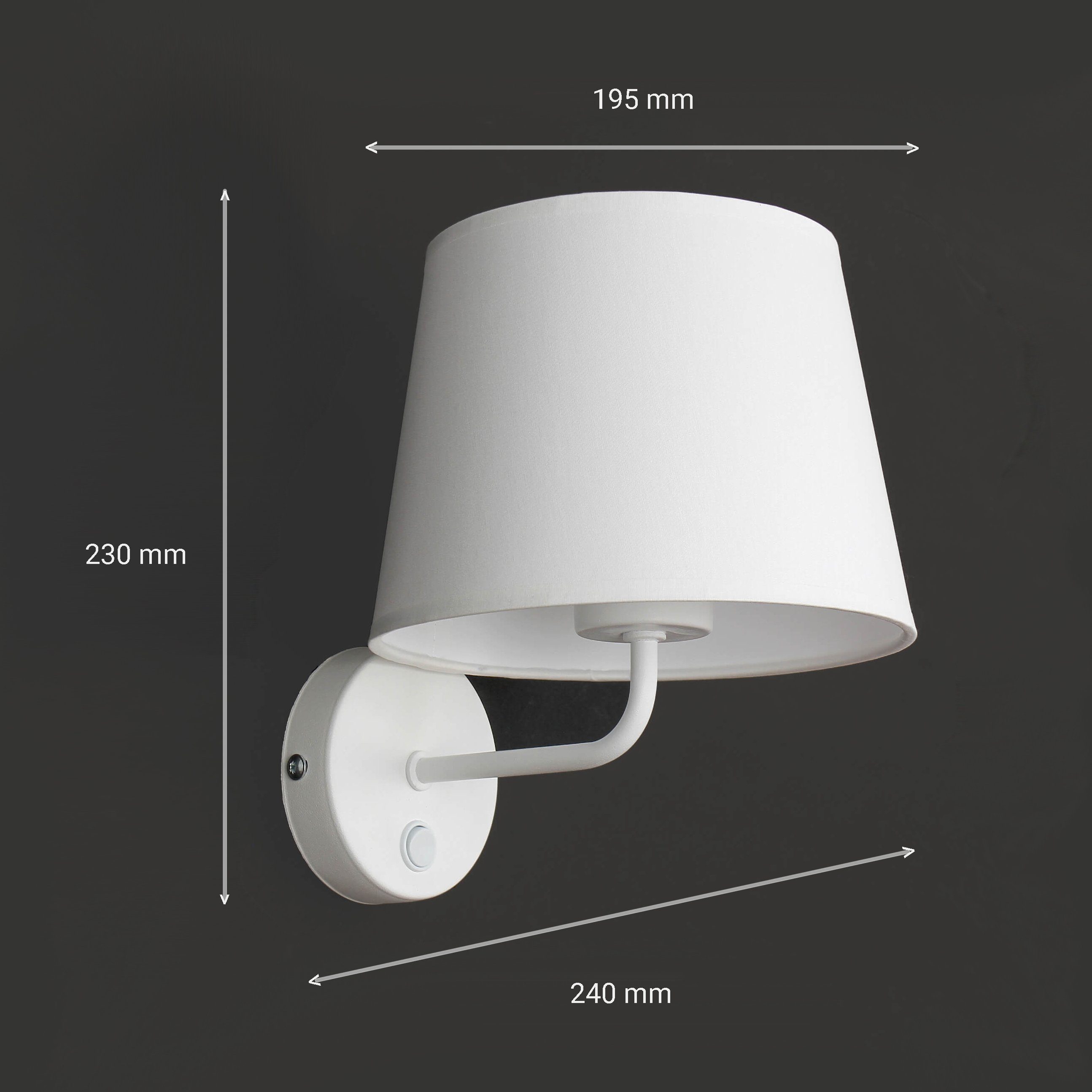 Weiß Flurlampe mit ohne Wandleuchte MAJA, Wandlampe Stoffschirm Licht-Erlebnisse Metall Leuchtmittel, Schalter