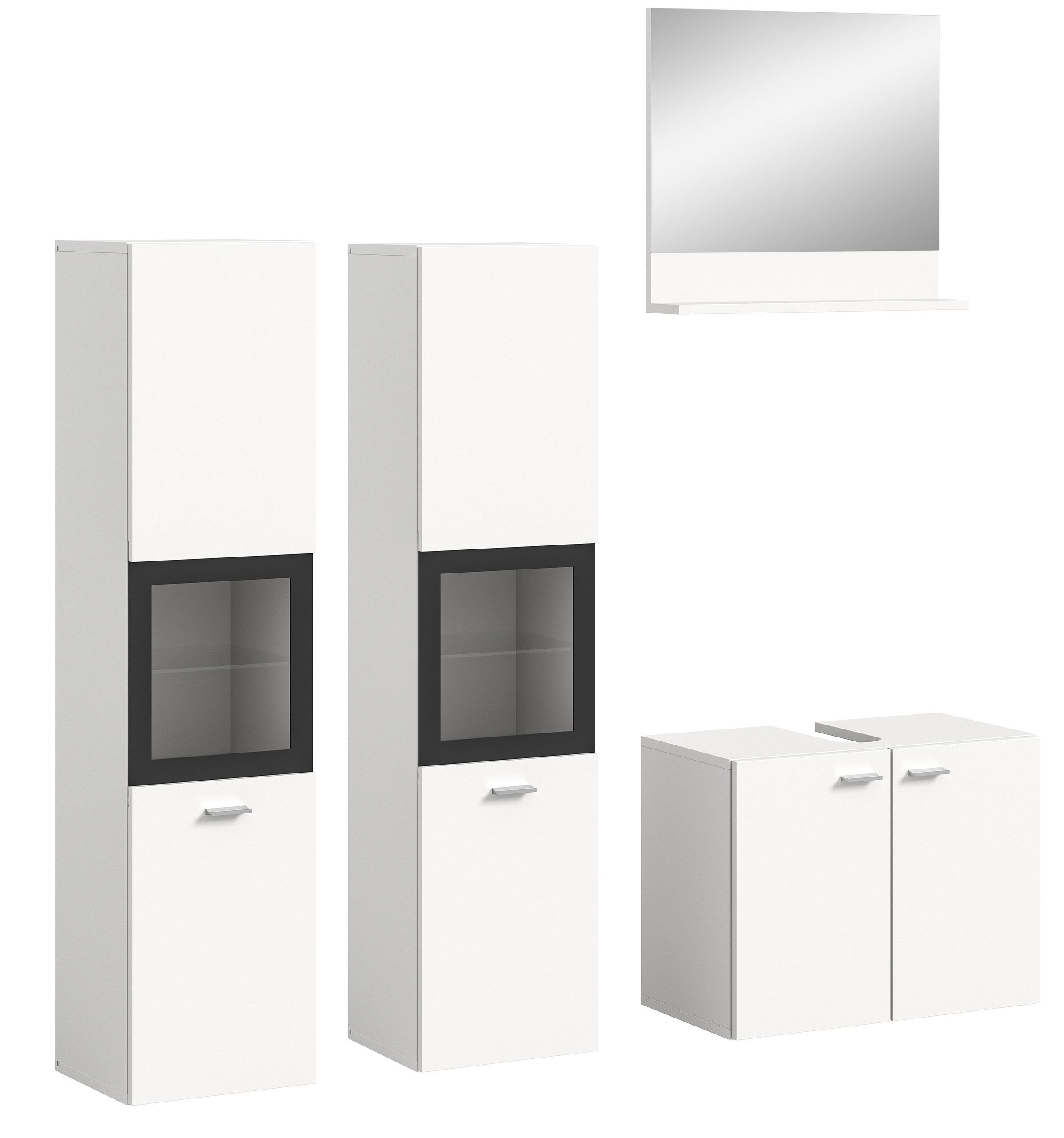 Newroom Badezimmer-Set Weiß 137 cm, Badezimmer-Set Weiß Badezimmermöbel Badezimmer Set Modern Zeitlos...